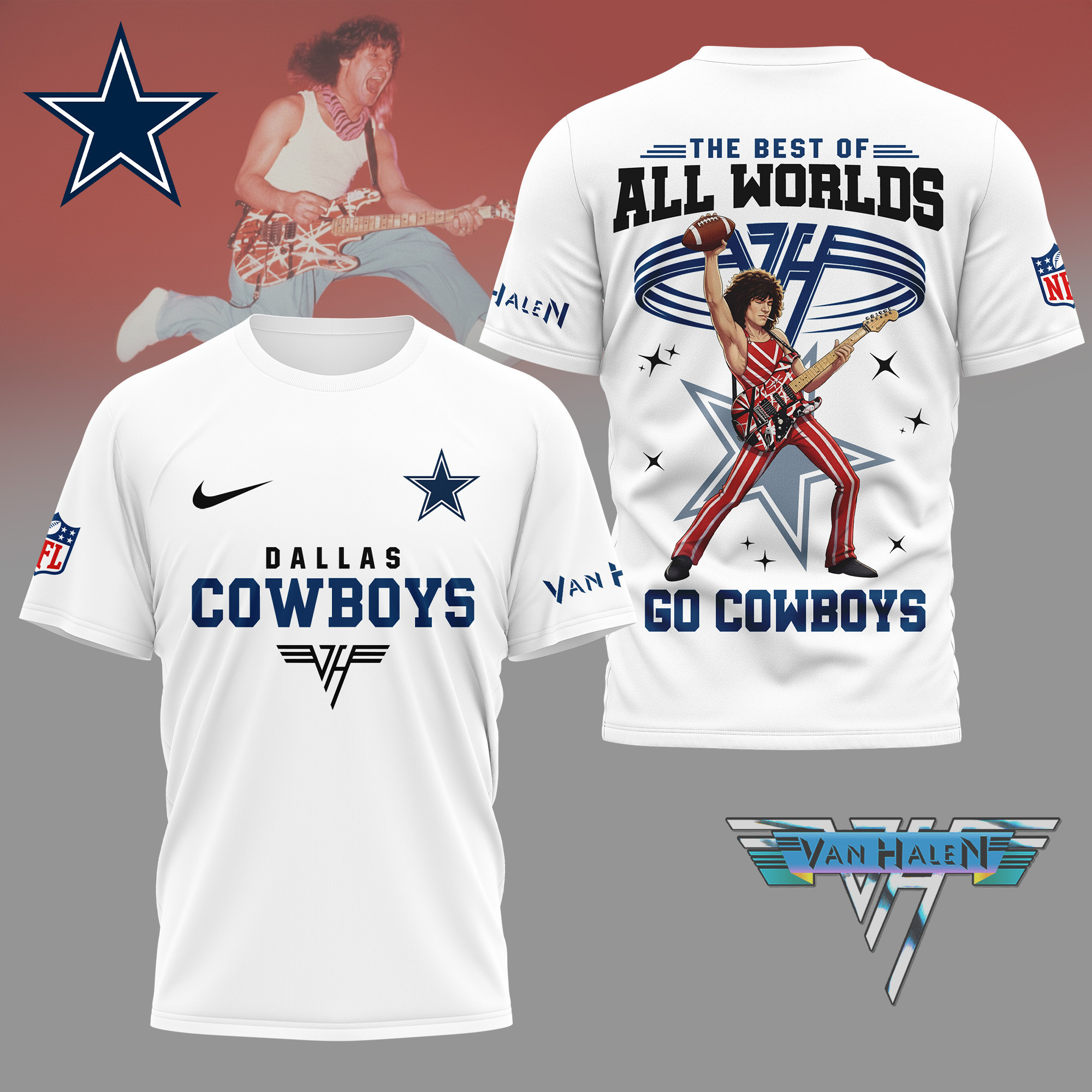 Dallas Cowboys | Premium NFL Van Halen Graphic 3D Shirt NY