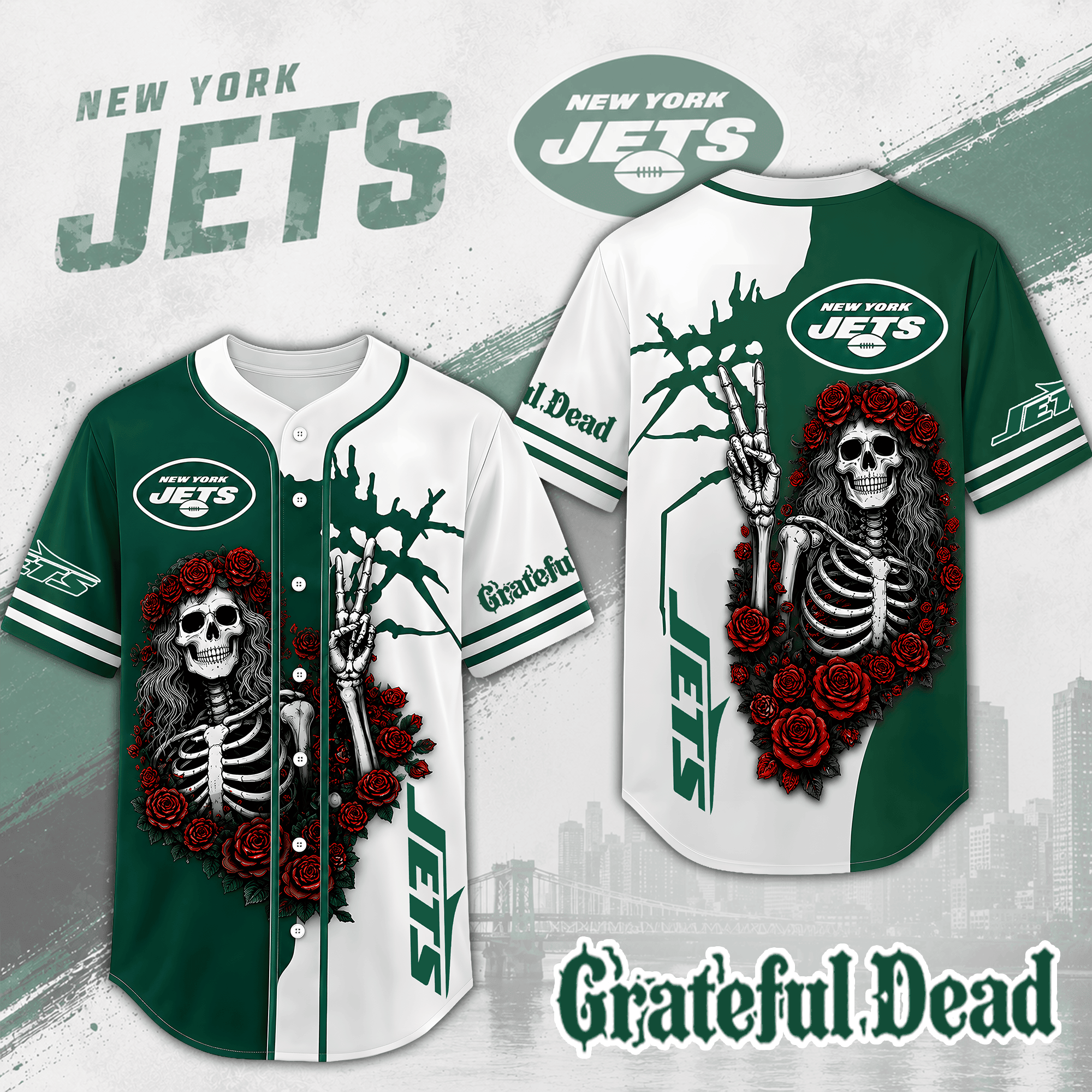 New York Jets | Premium NFL Game Day Grateful Dead Jersey Shirt NTH1