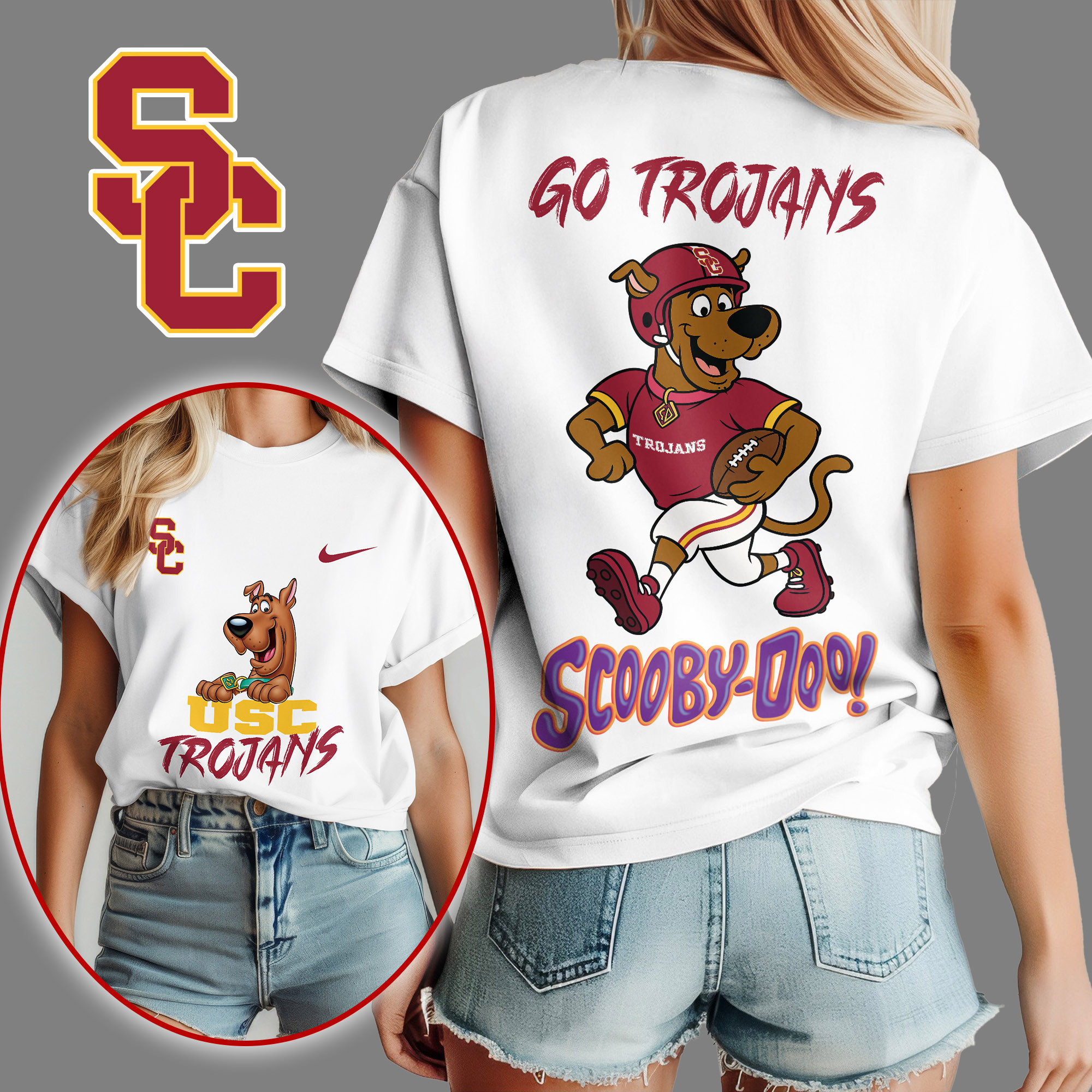 USC Trojans | Premium NFL Scooby-Doo Fan Women's Shirt NY