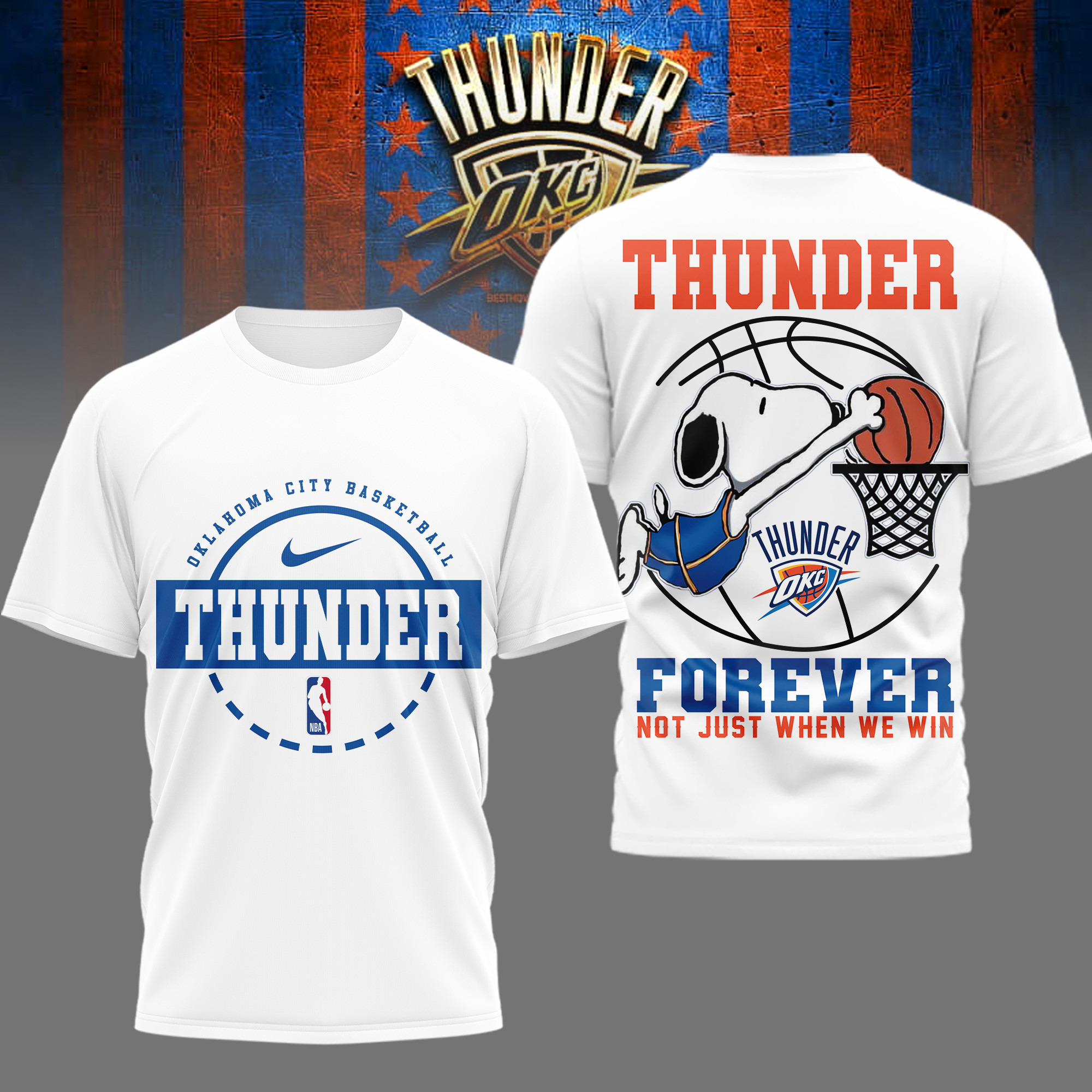 Oklahoma City Thunder | Premium NBA Snoopy Forever Loyal 3D Shirt TD