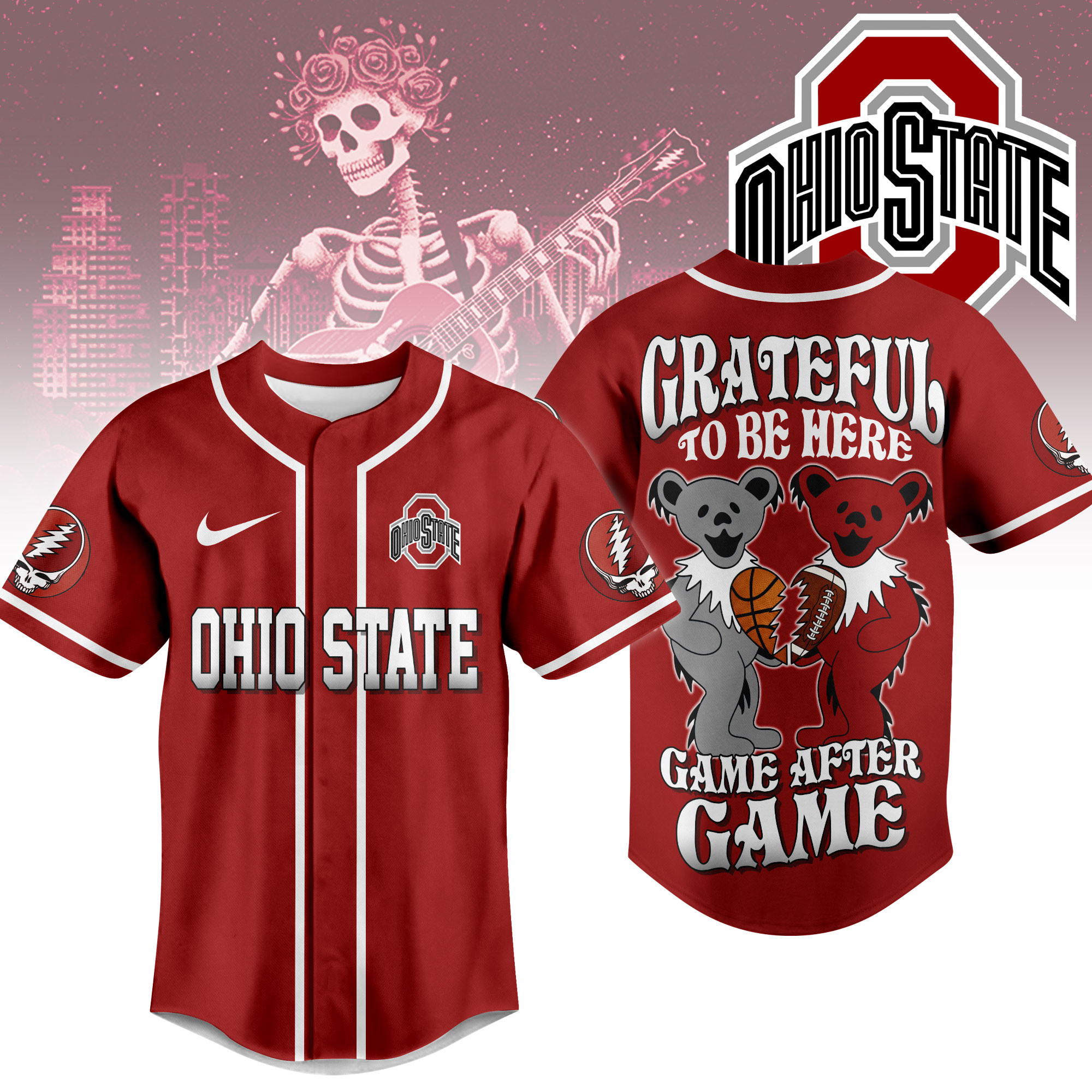 Ohio State Buckeyes | Premium College Grateful Sports Jersey NTH1