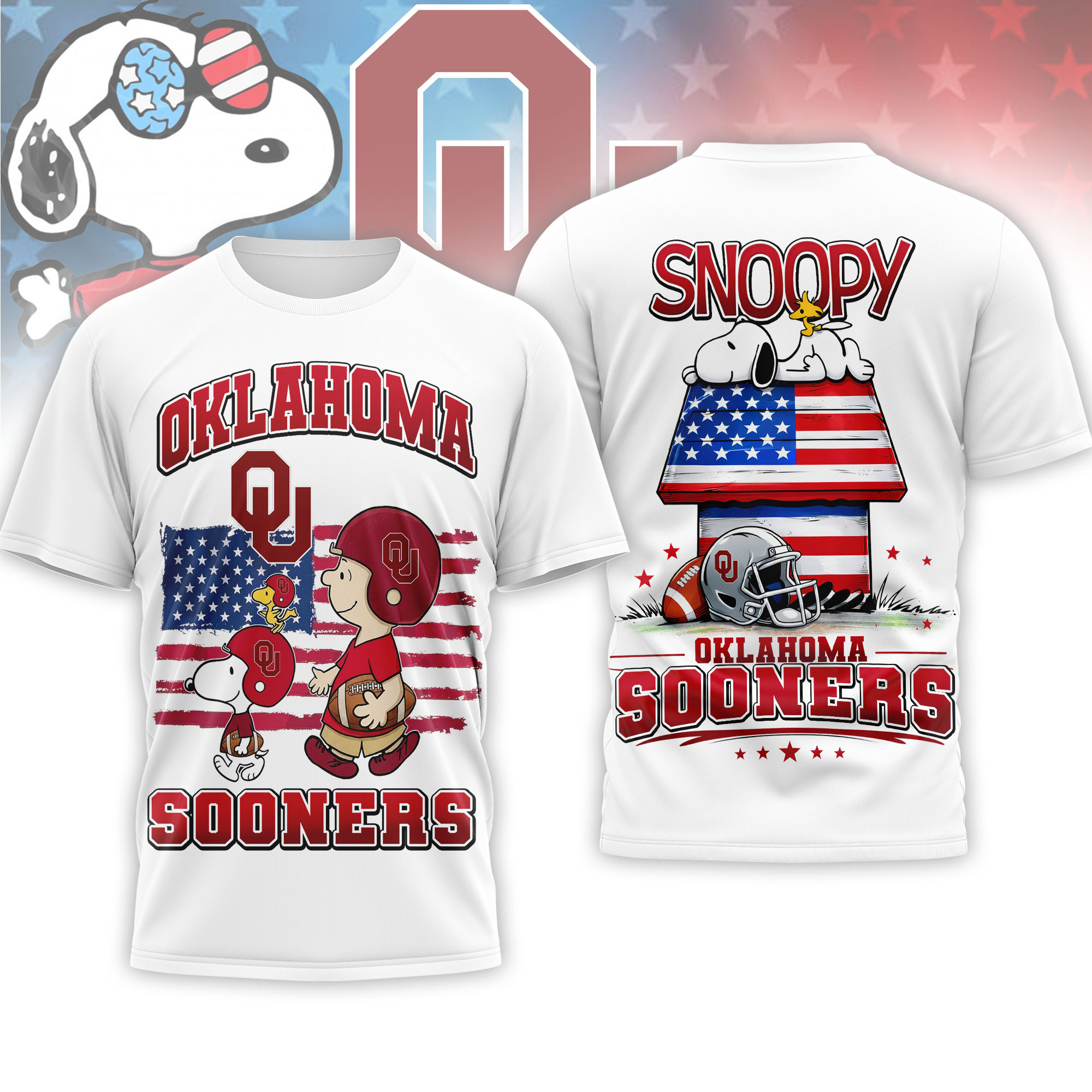 Oklahoma Sooners | Premium NCAA America 250 with Snoopy 3D Shirt NTH1
