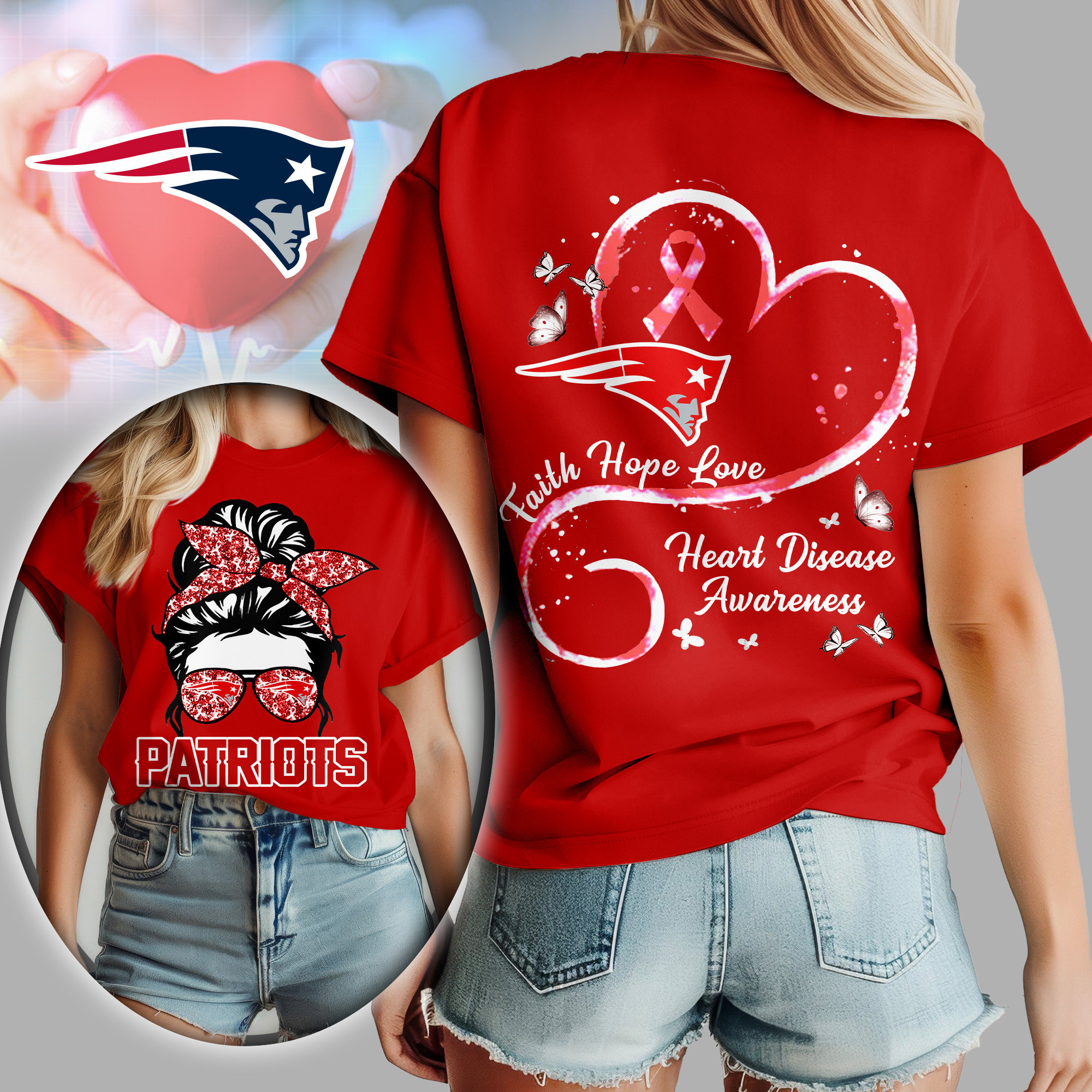 New England Patriots | Premium NFL Heart Disease Awareness Women's Shirt TD