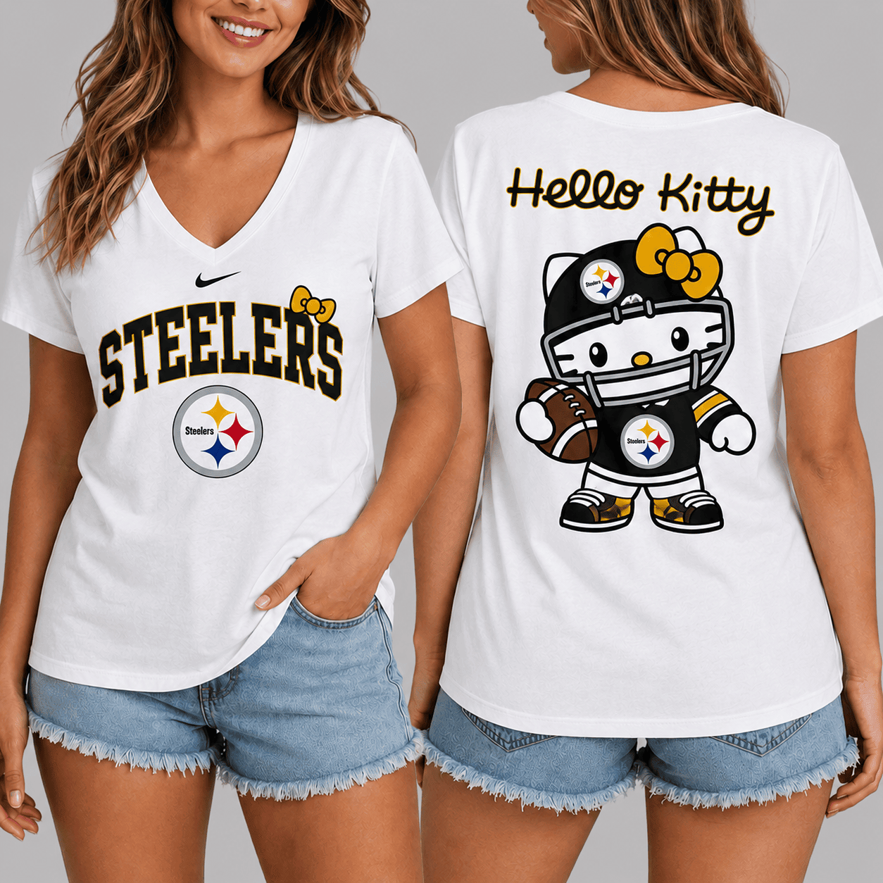 Pittsburgh Steelers | Premium NFL Hello Kitty Football T-shirt TD