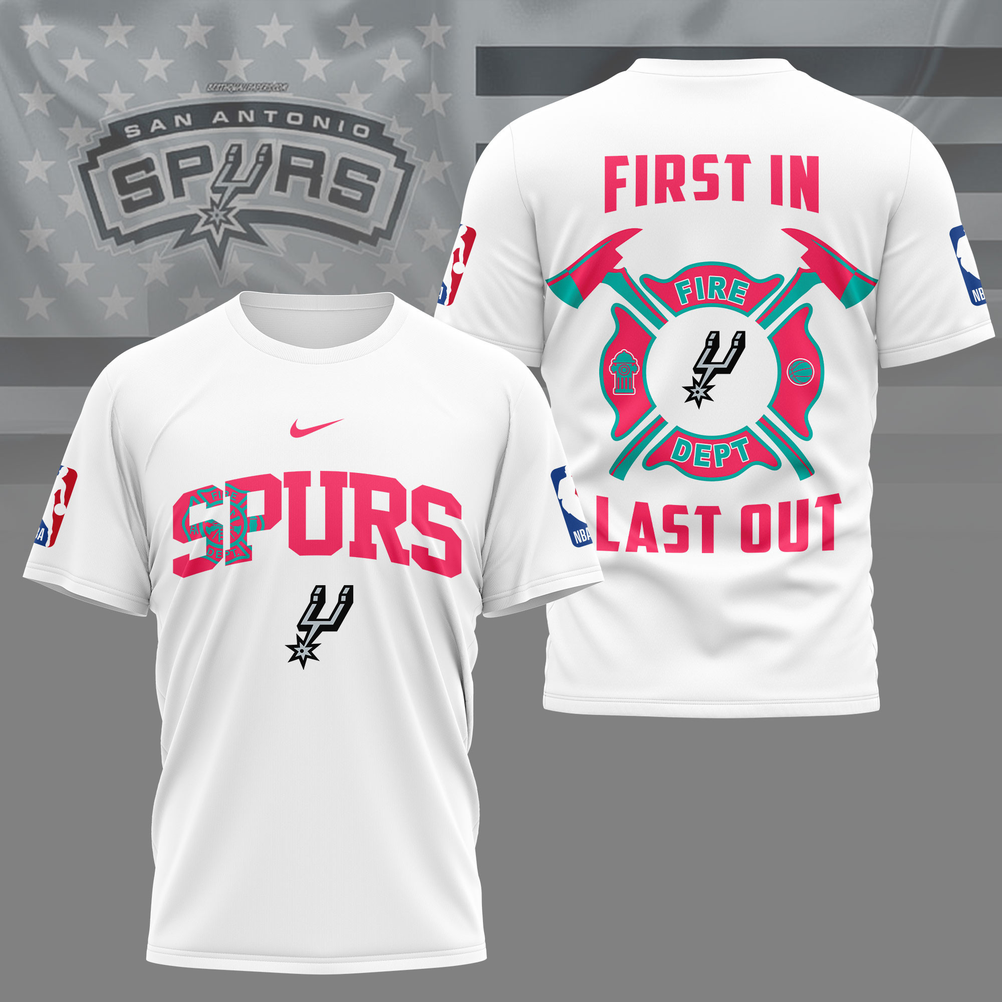 San Antonio Spurs | Premium NBA Fire Dept 3D Shirt TD