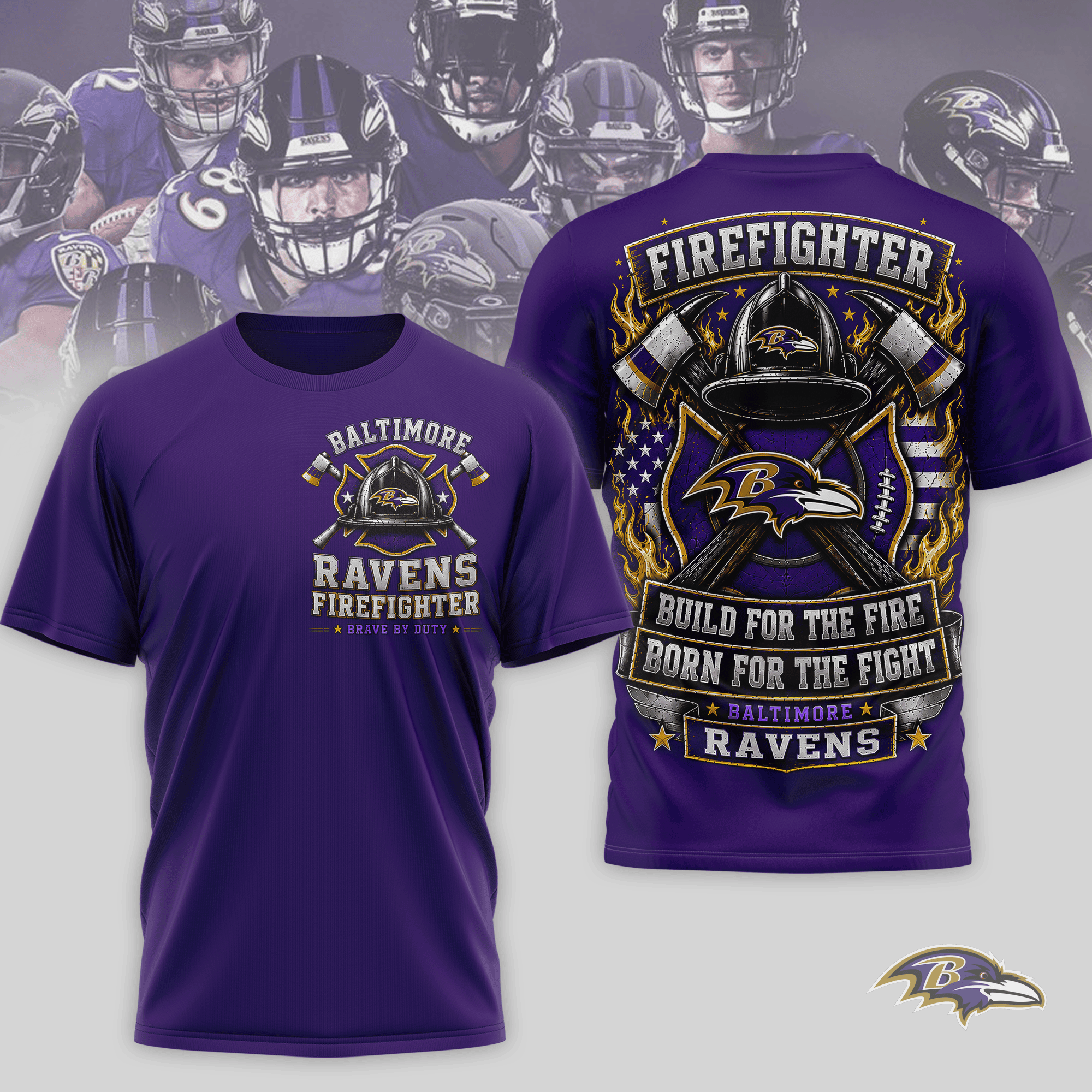 Baltimore Ravens | Premium NFL Firefighter Tribute Team 3D Shirt NTH1