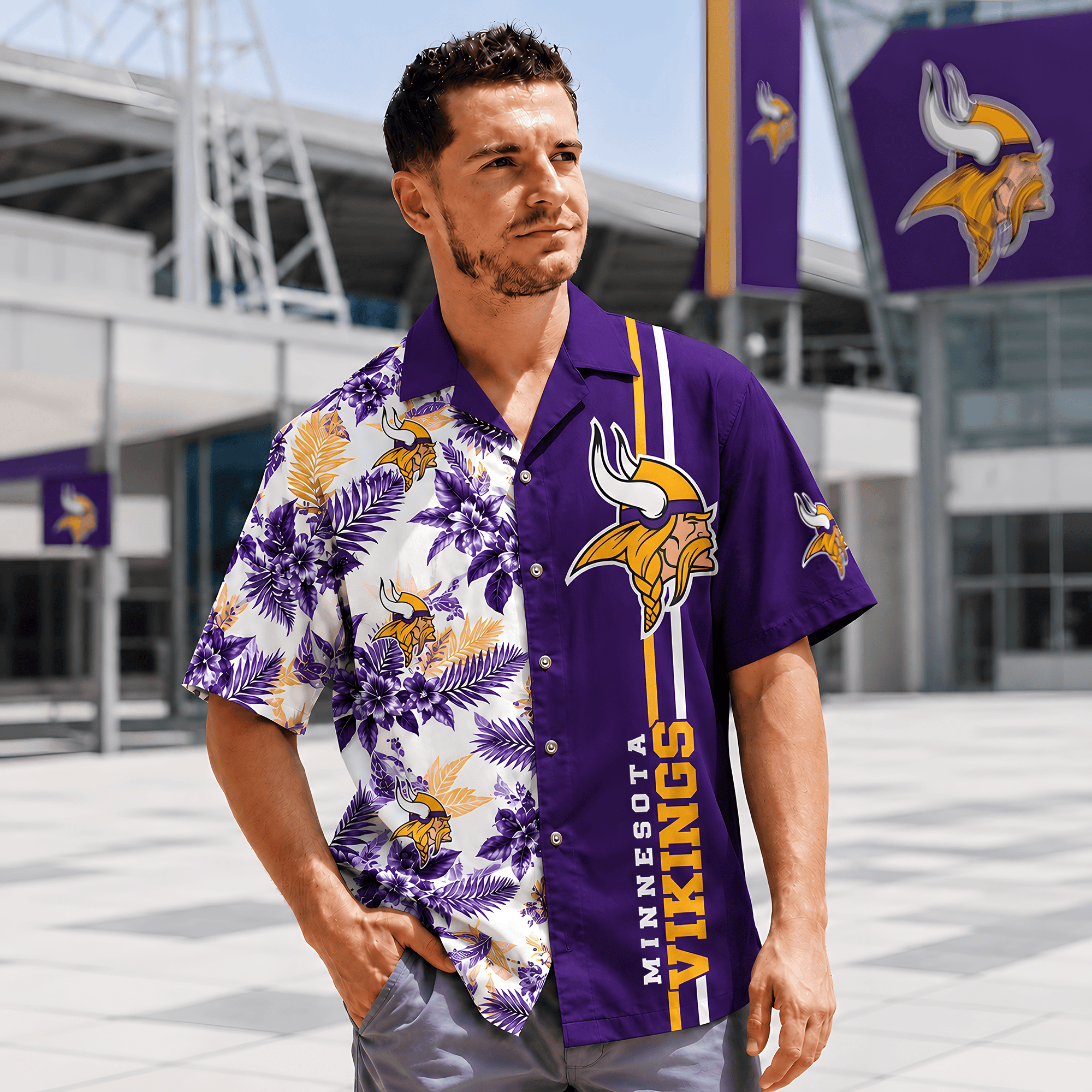 Minnesota Vikings | Premium NFL Gridiron Paradise Hawaiian Shirt NTH1
