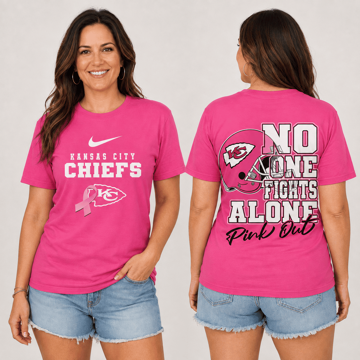 Kansas City Chiefs | Premium NFL No One Fight Alone Pink Out T-Shirt TD