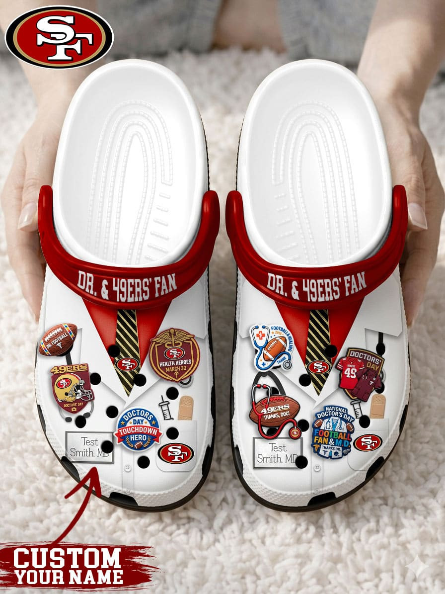San Francisco 49ers | PREMIUM NFL NATIONAL DOCTOR'S DAY CLOGS WITH 8 CHARMS HY