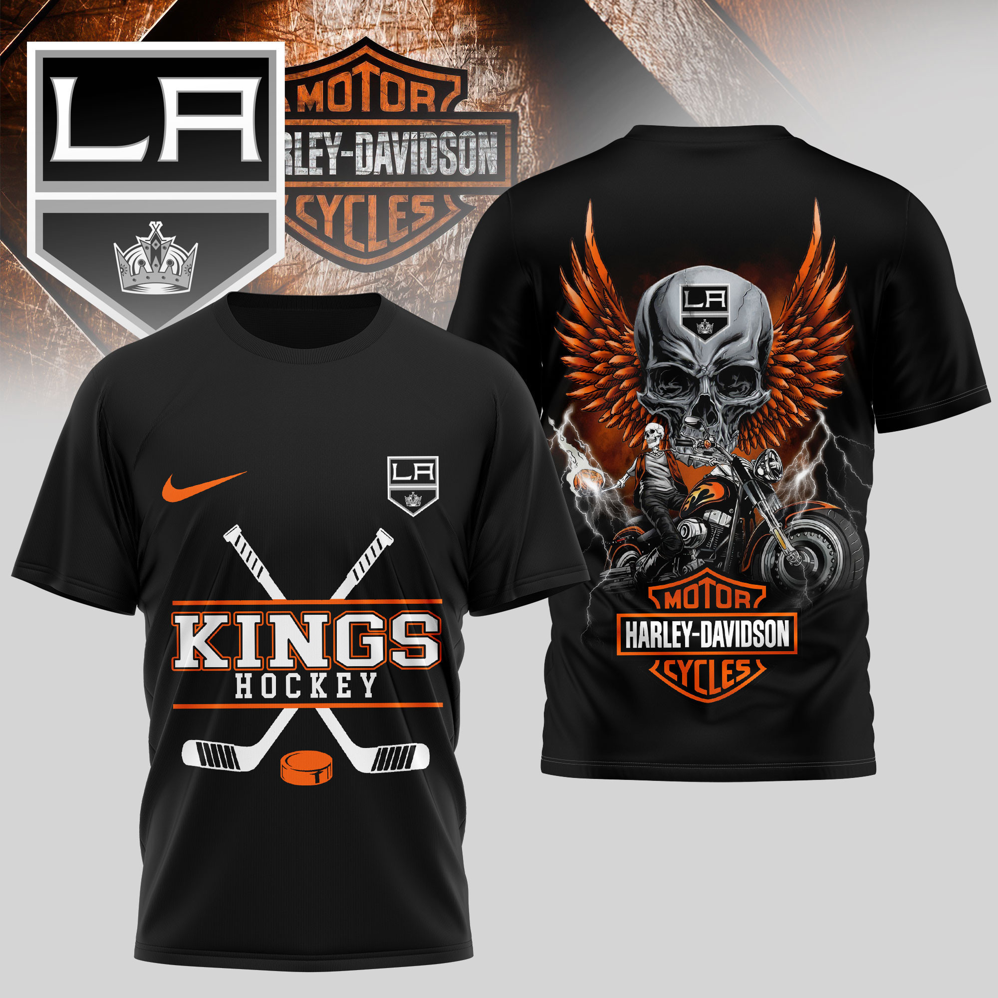 Los Angeles Kings | Premium NHL Harley Davidson 3D Shirt TD