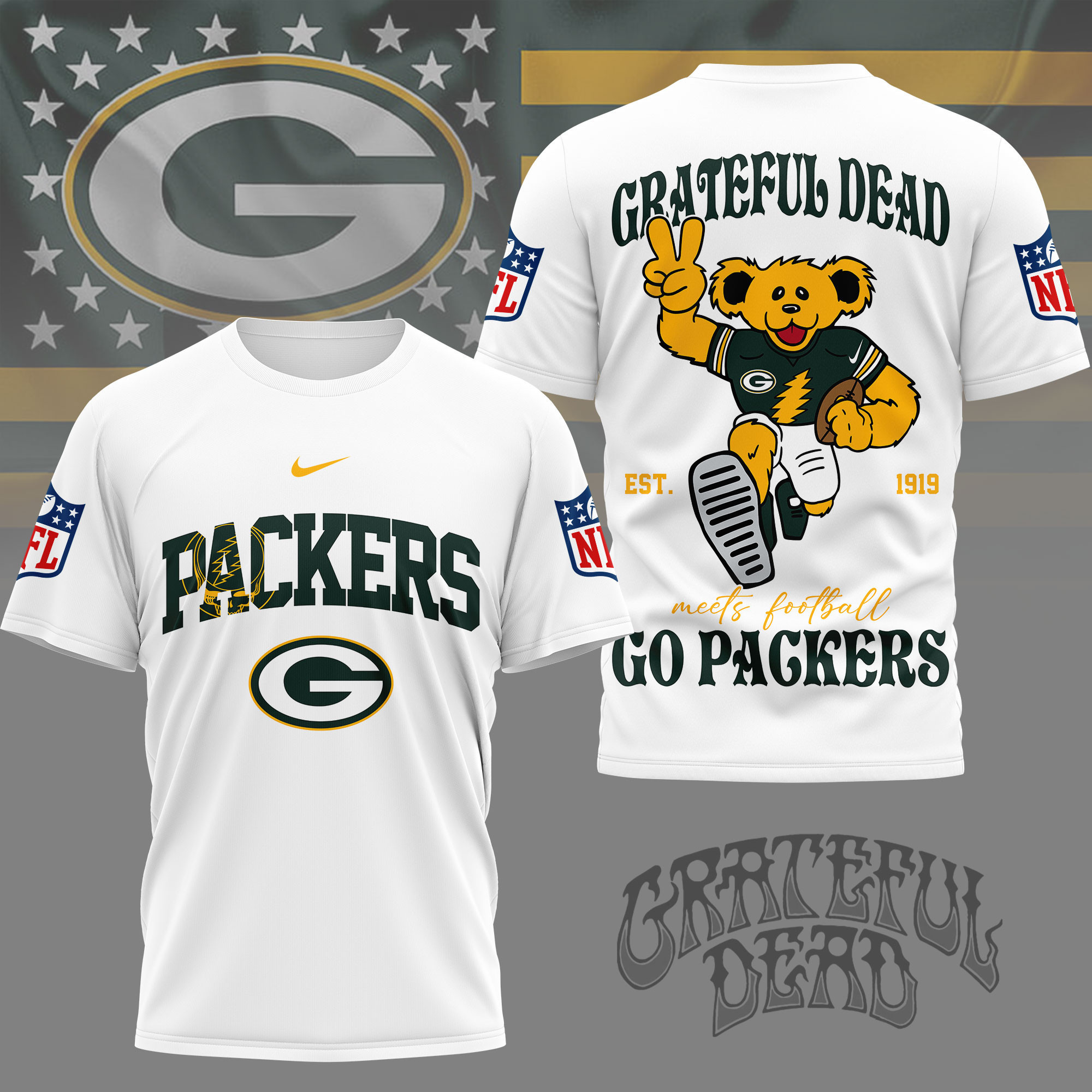 Green Bay Packers | Premium NFL Retro Bear 3D Shirt NY