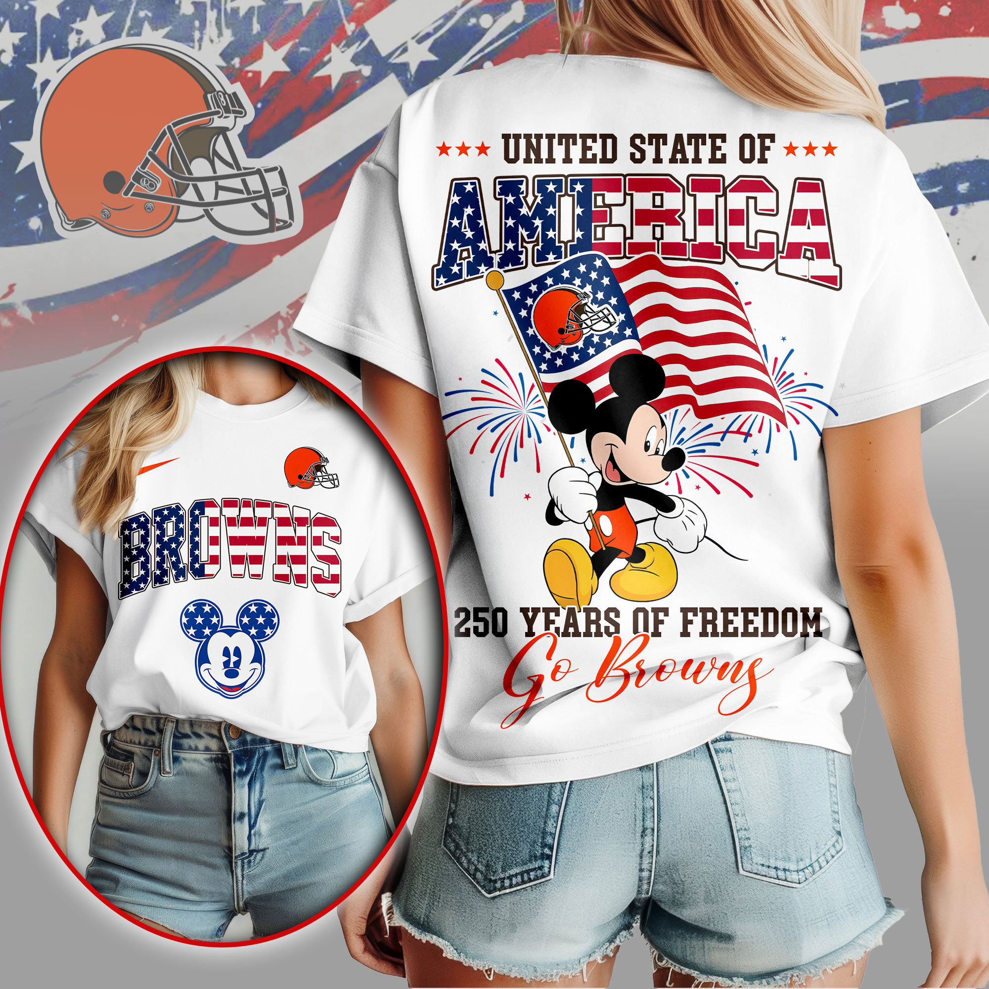 Cleveland Browns | Premium NFL Freedom 250 3D Shirt NY