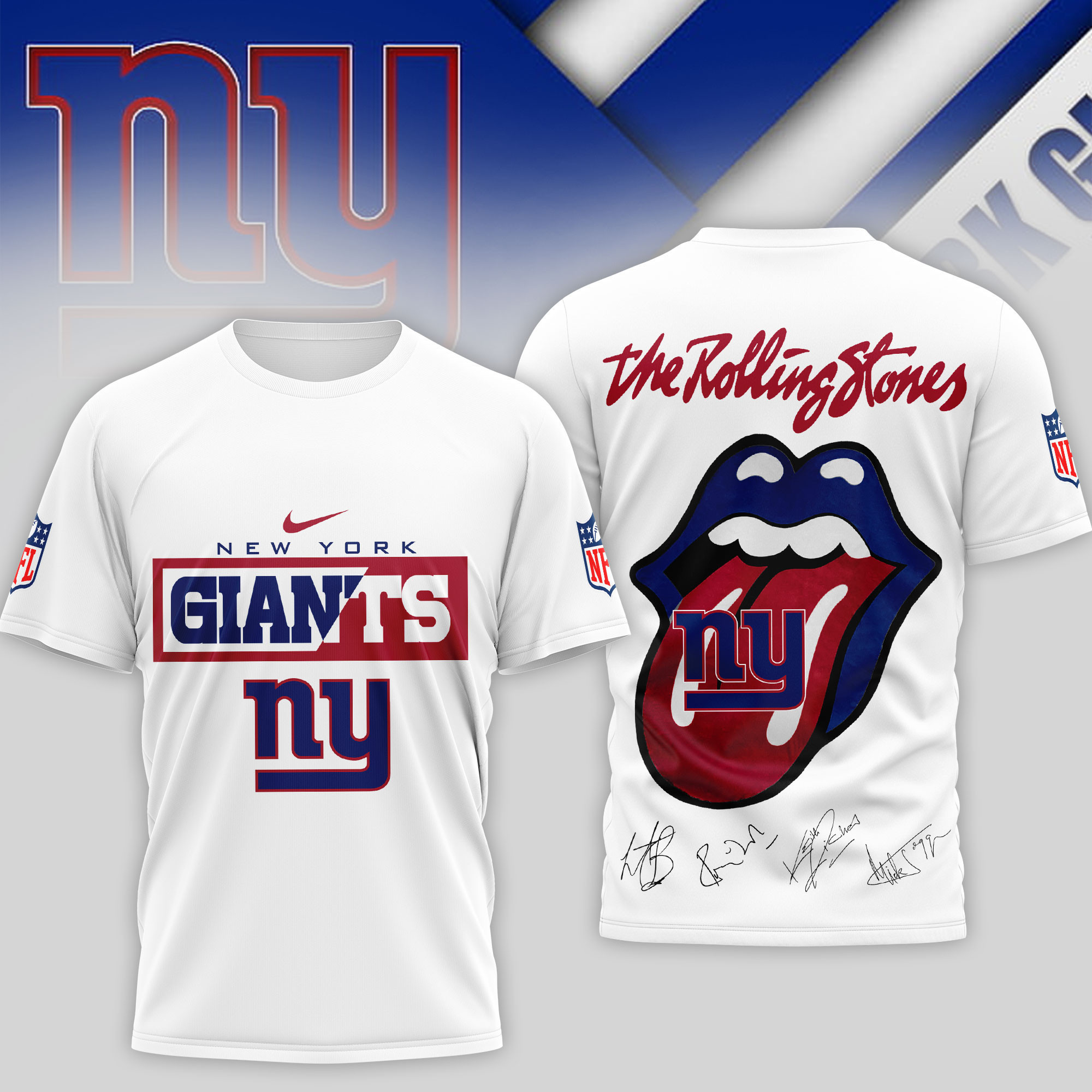 New York Giants | Premium NFL The Rolling Stones 3D Shirt TD