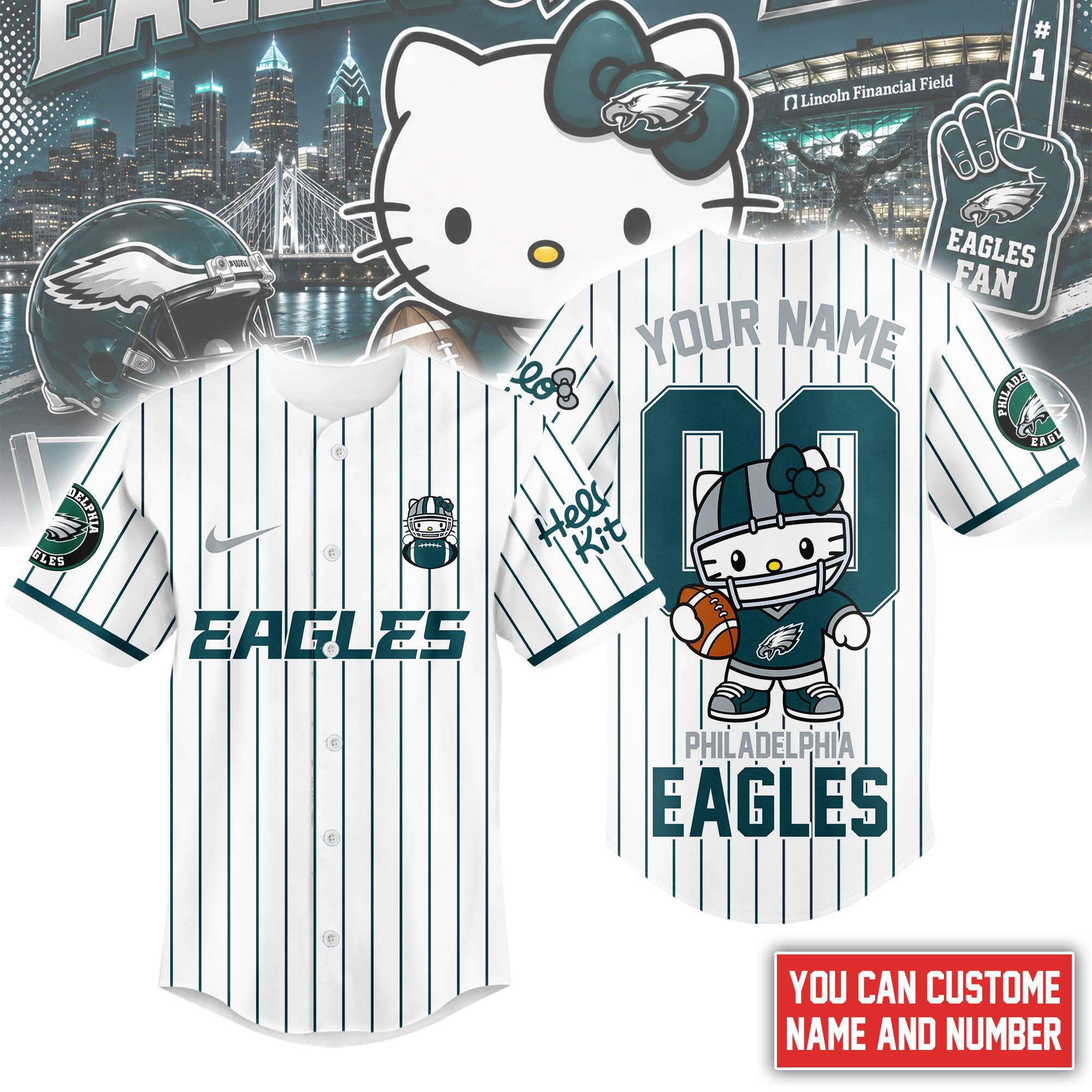Philadelphia Eagles | Premium NFL Kitty Game Day Custom Jersey Shirt NTH1