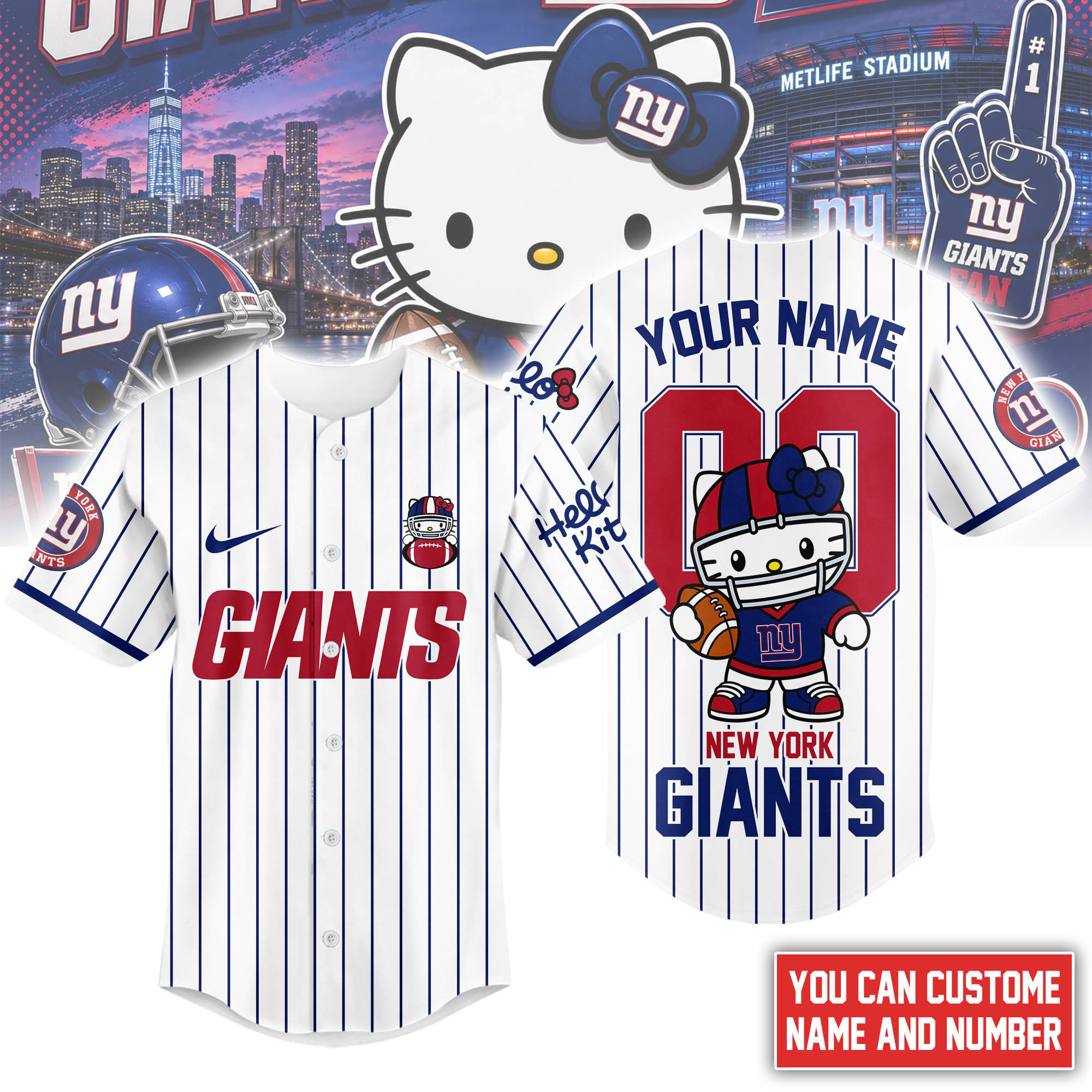 New York Giants | Premium NFL Kitty Game Day Custom Jersey Shirt NTH1