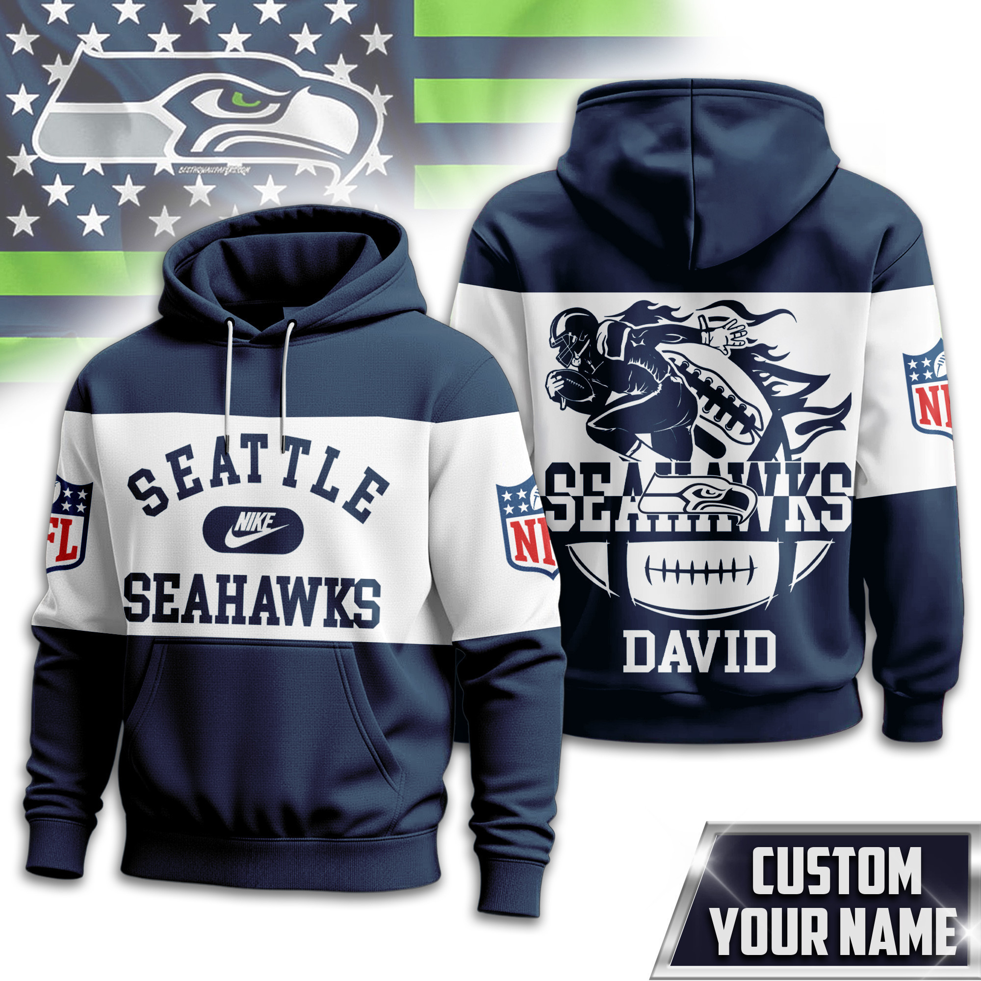 Seattle Seahawks | Premium NFL Touchdown Spirit Personalized Hoodie TD