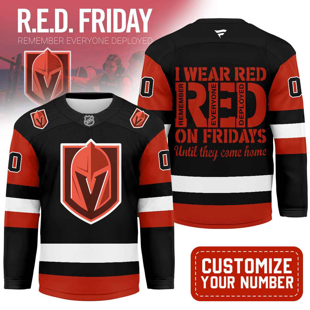 Vegas Golden Knights | Premium NHL Red Friday Hockey Jersey MM