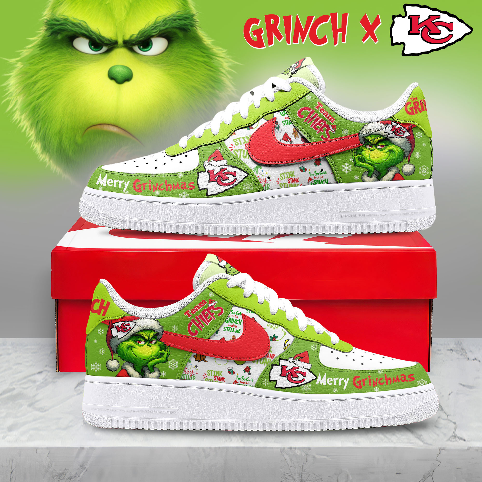 Kansas City Chiefs | Premium NFL Grinch AF1 Limited Edition TD