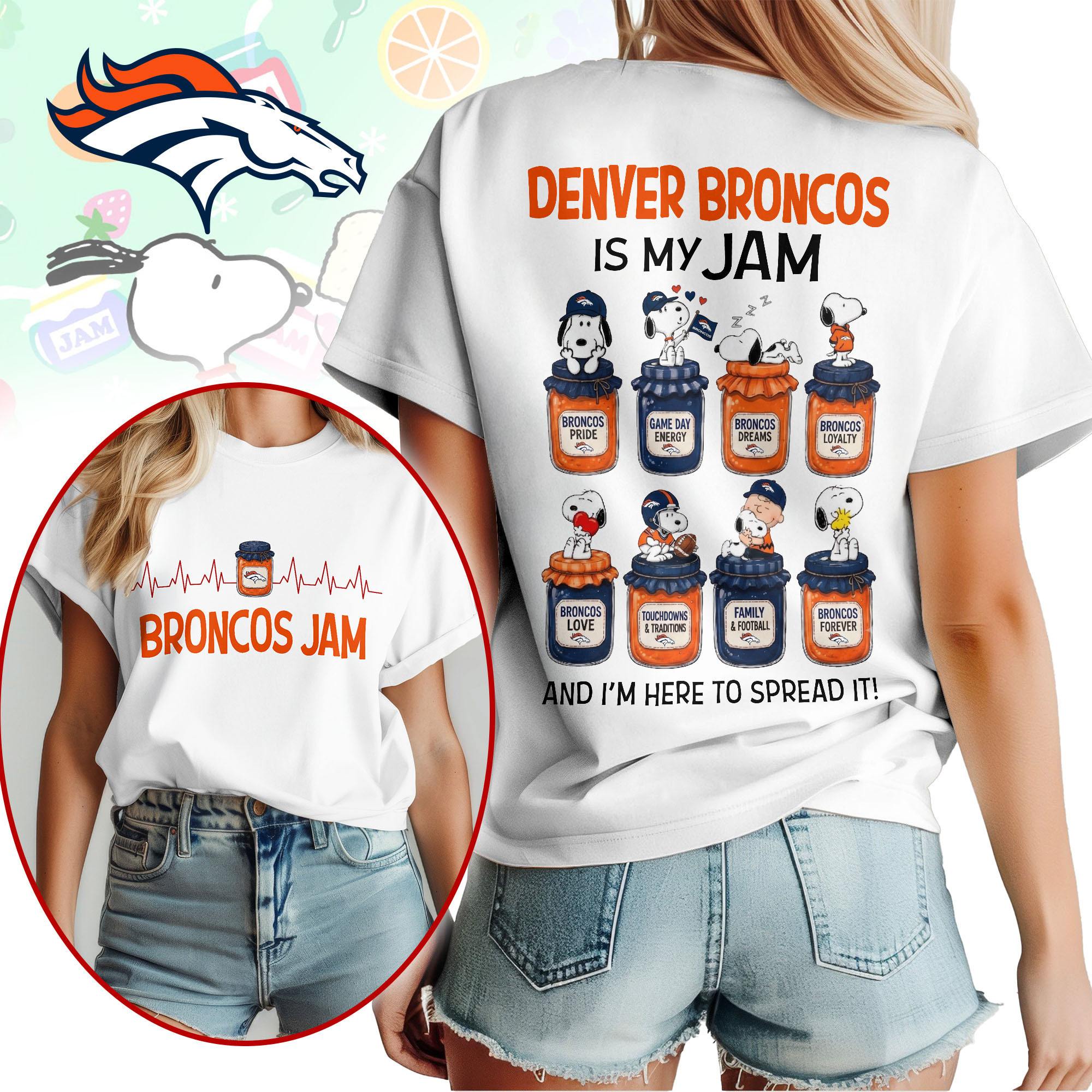 Denver Broncos | Premium NFL Jam Peanuts Football Fan 3D Shirt NY