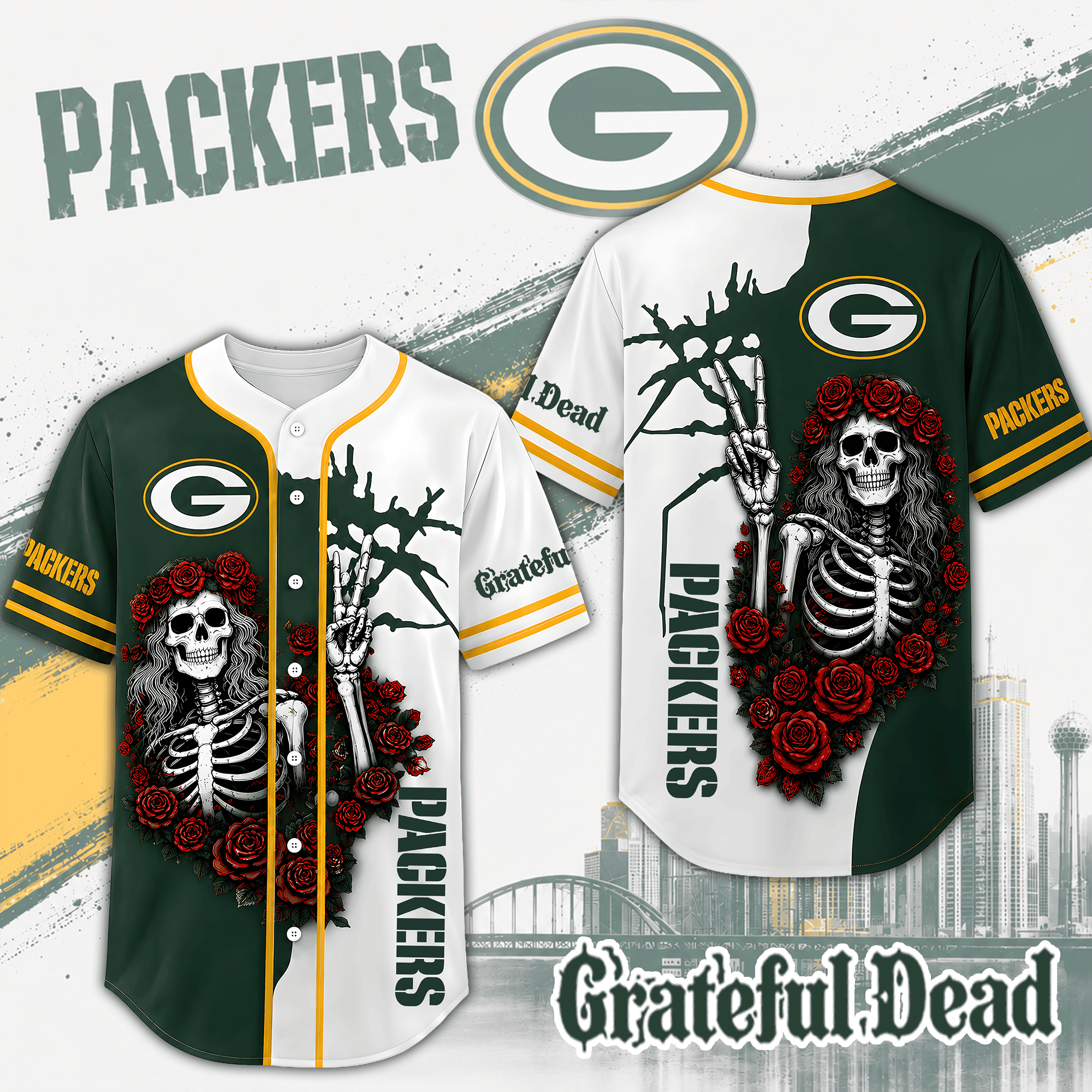 Green Bay Packers | Premium NFL Game Day Grateful Dead Jersey Shirt NTH1