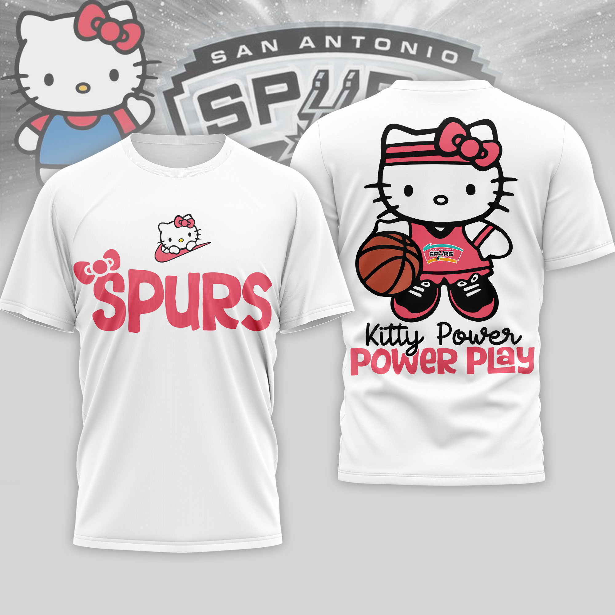San Antonio Spurs | Premium NBA Hello Kitty Power Play 3D Shirt NP
