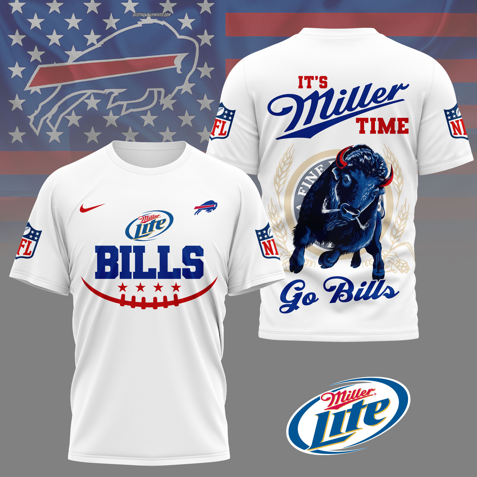 Buffalo Bills | Premium NFL Miller Lite 3D Shirt NY