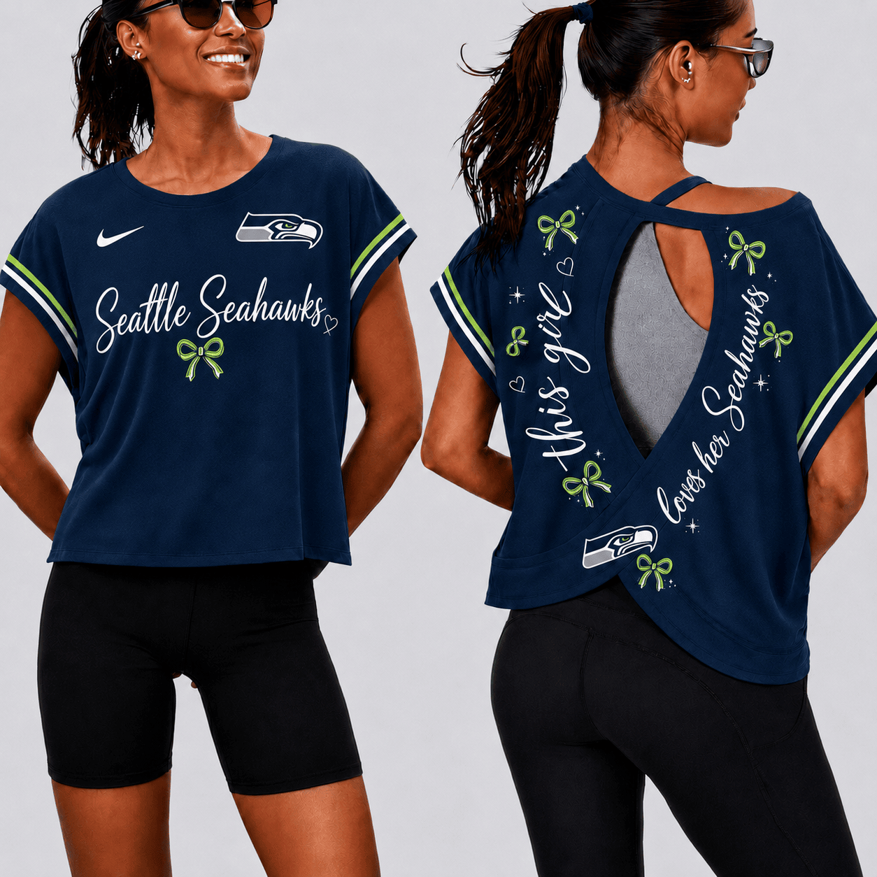 Seattle Seahawks | Premium NFL Open Back Workout Shirts Short Sleeve NY