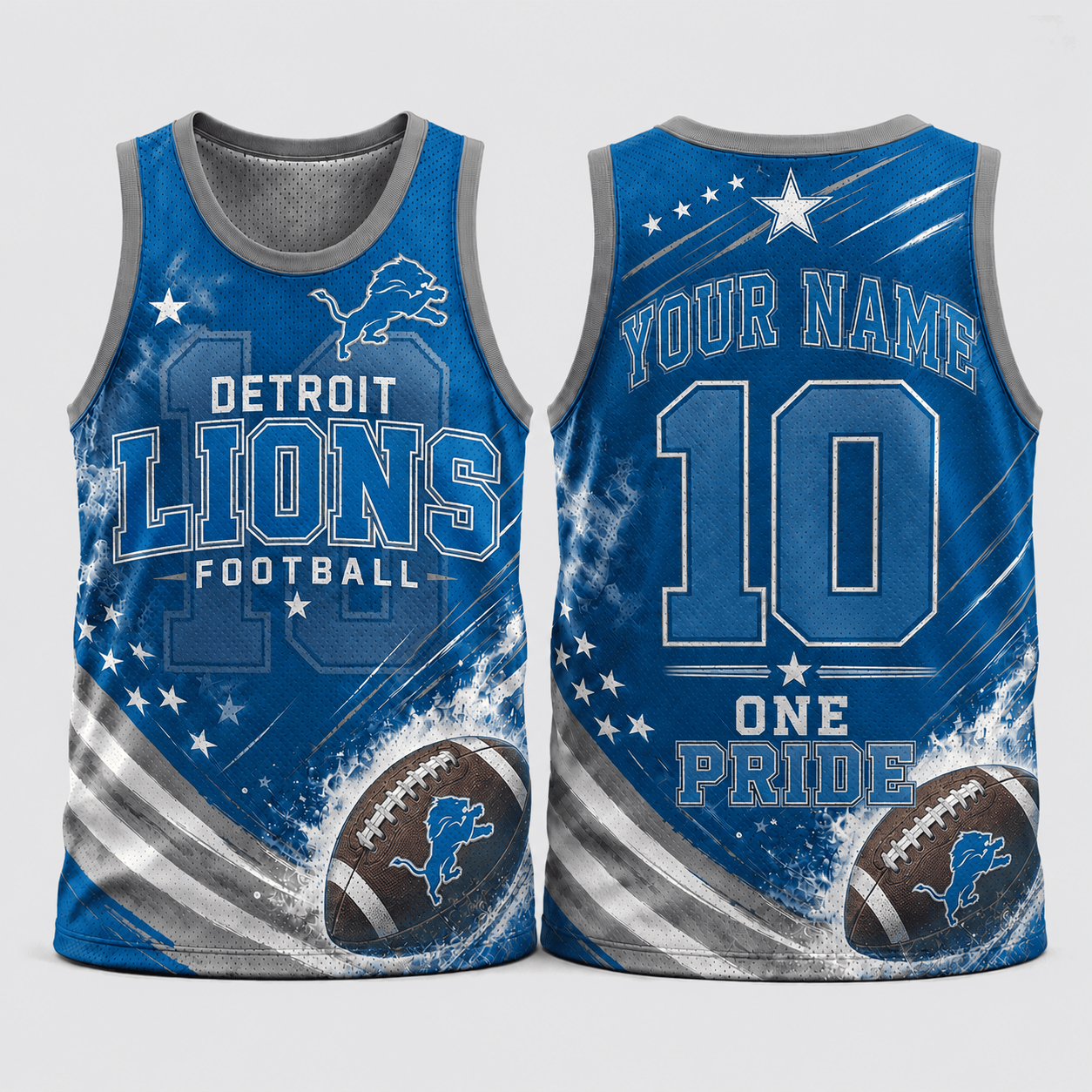 Detroit Lions | Premium NFL Custom Name & Number Football Tank Top for Loyal Fans and Game Day Pride TD