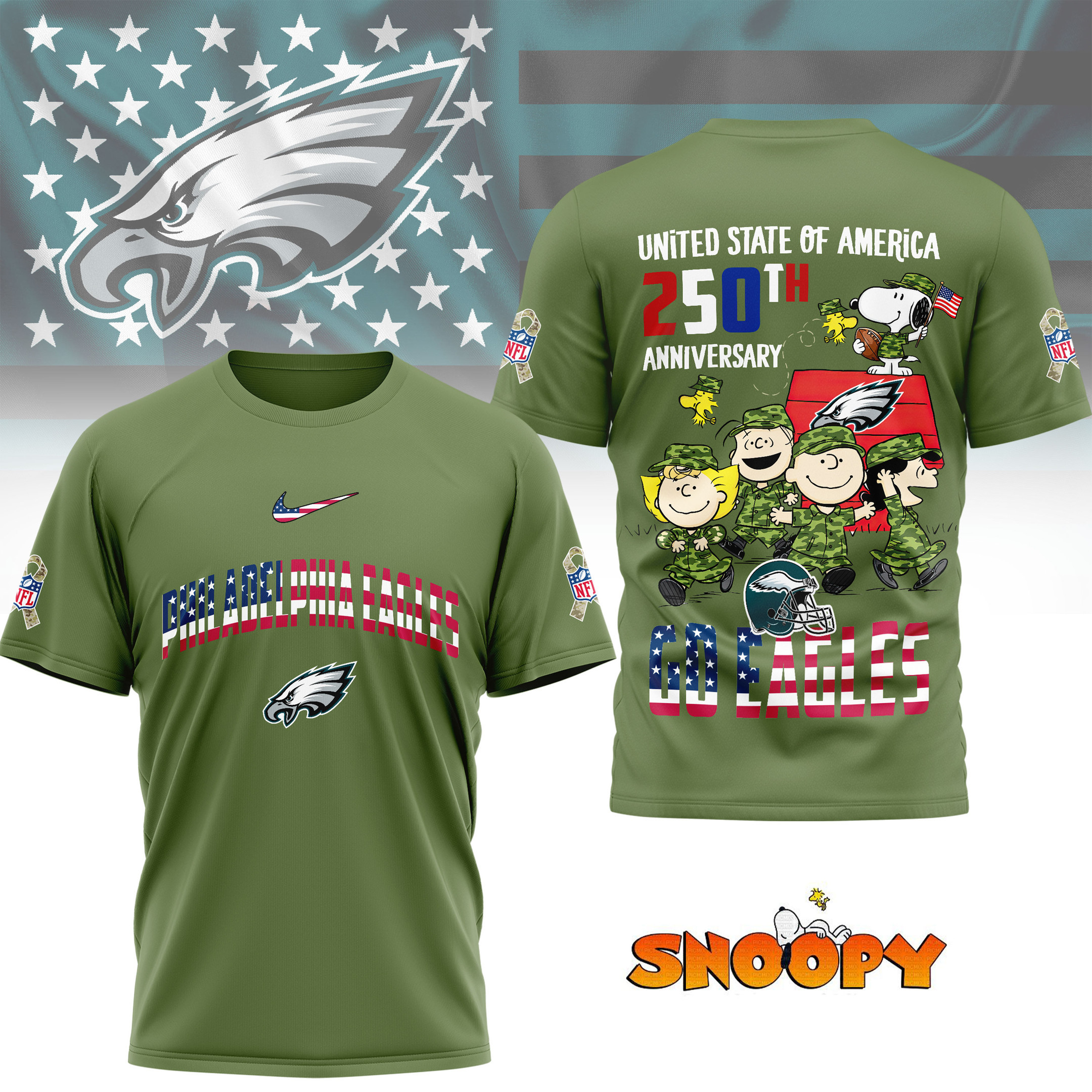Philadelphia Eagles | Premium NFL Freedom 250 3D Shirt NY