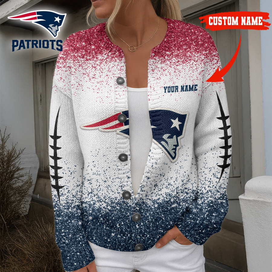 New England Patriots | Premium NFL Glitter Effect Cozy Knit Cardigan HI