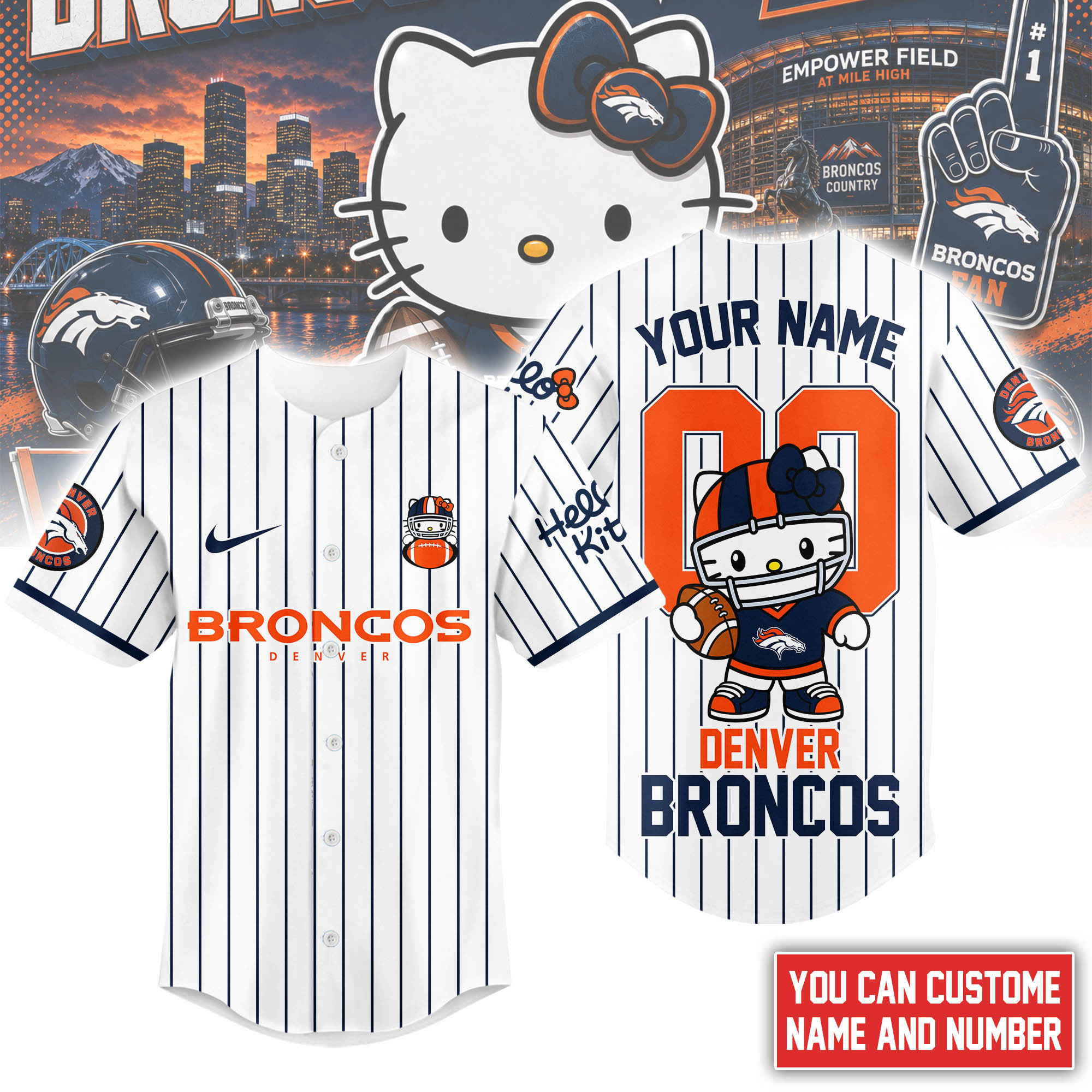 Denver Broncos | Premium NFL Kitty Game Day Custom Jersey Shirt NTH1