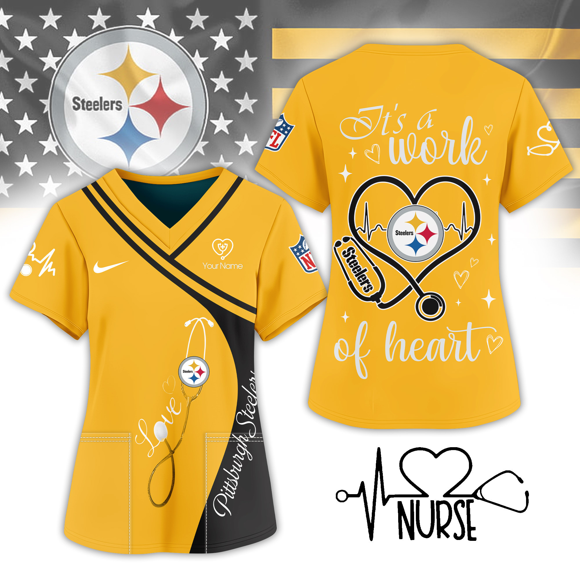 Pittsburgh Steelers | Premium NFL Nurse Pride 3D Shirt NY