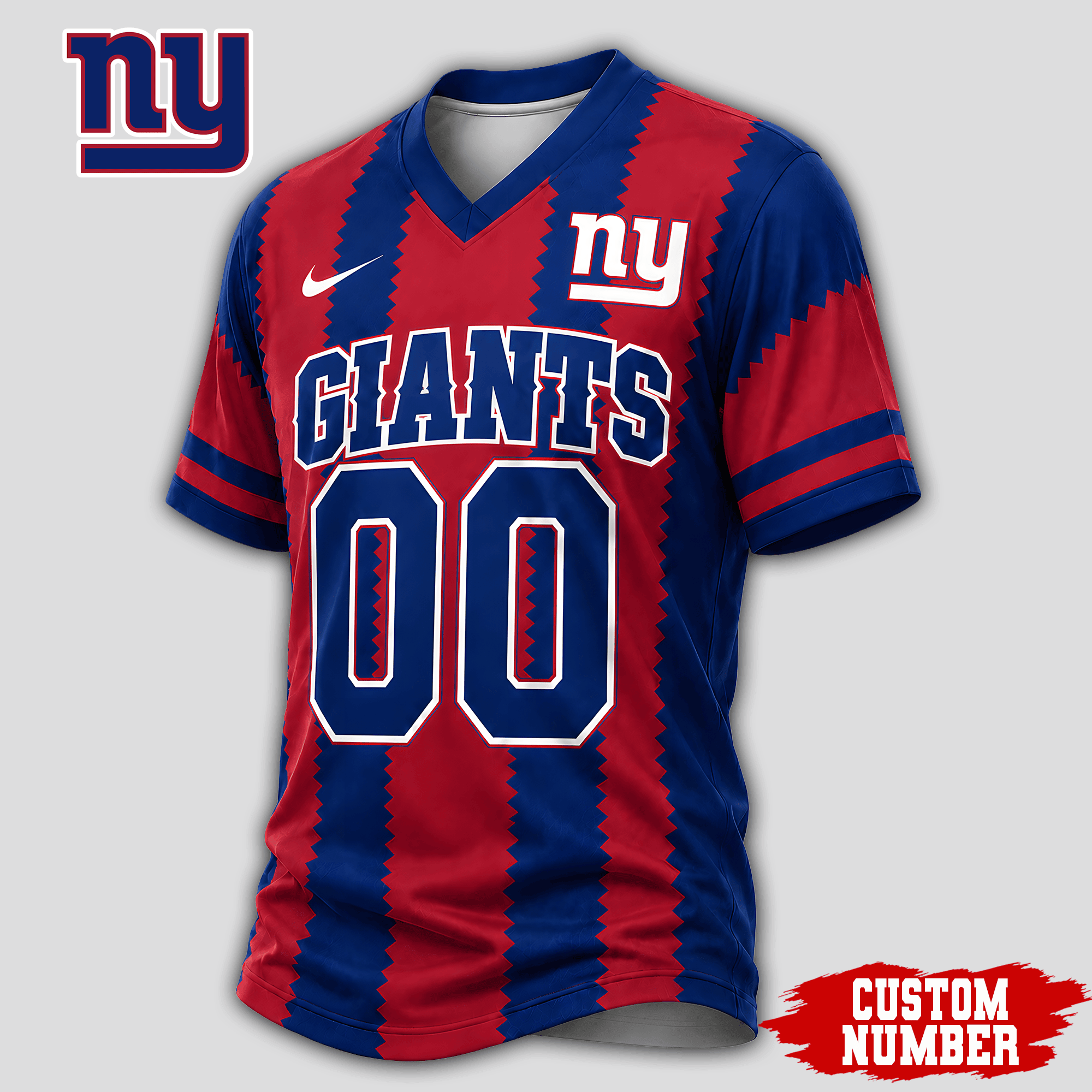 New York Giants | Premium NFL Bold Stripe Custom V-Neck Jersey NTH1