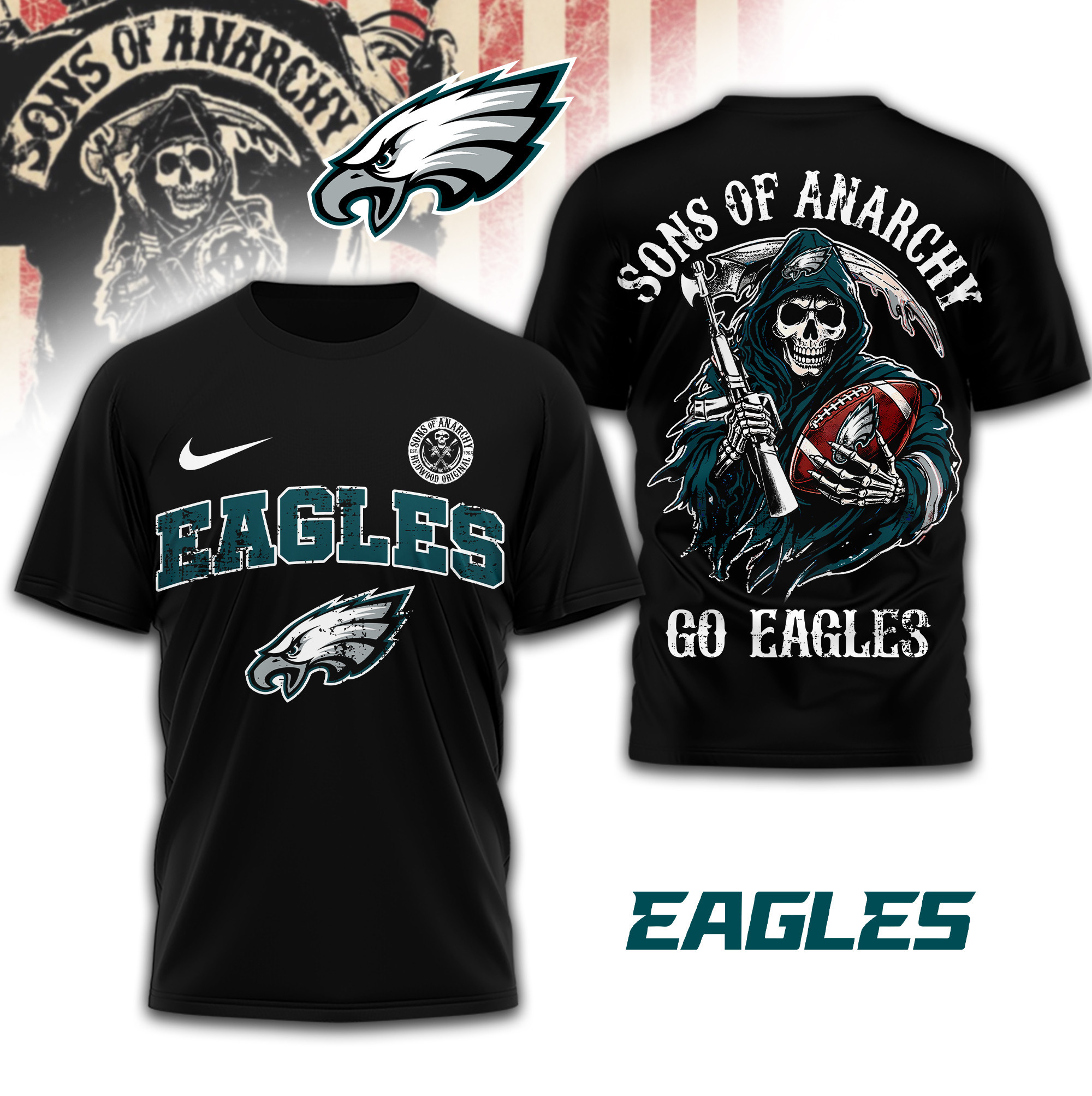 Philadelphia Eagles | Premium NFL Sons of Anarchy 3D Shirt TD