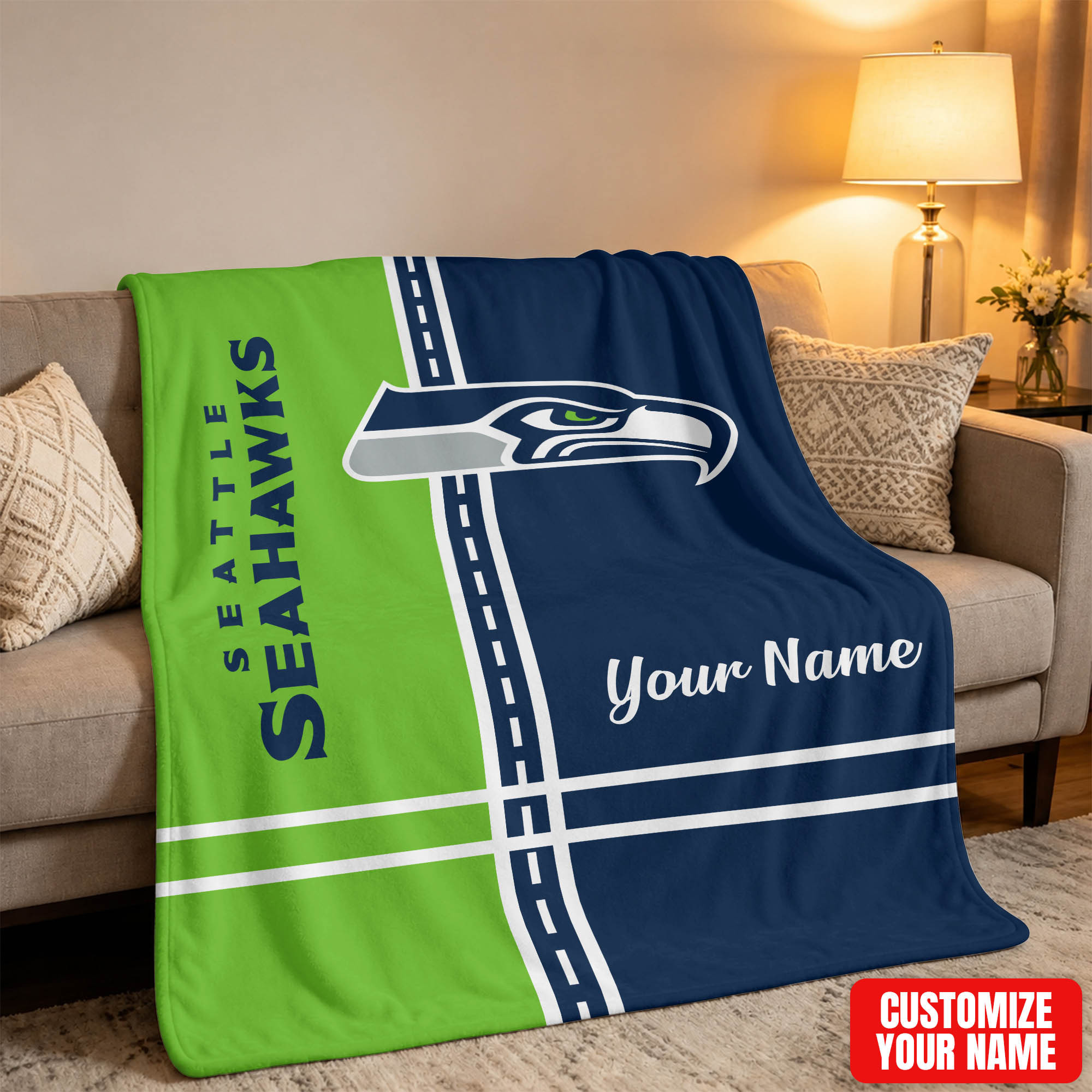 Seattle Seahawks | Premium NFL My Name My Game Personalized Blanket NTH1