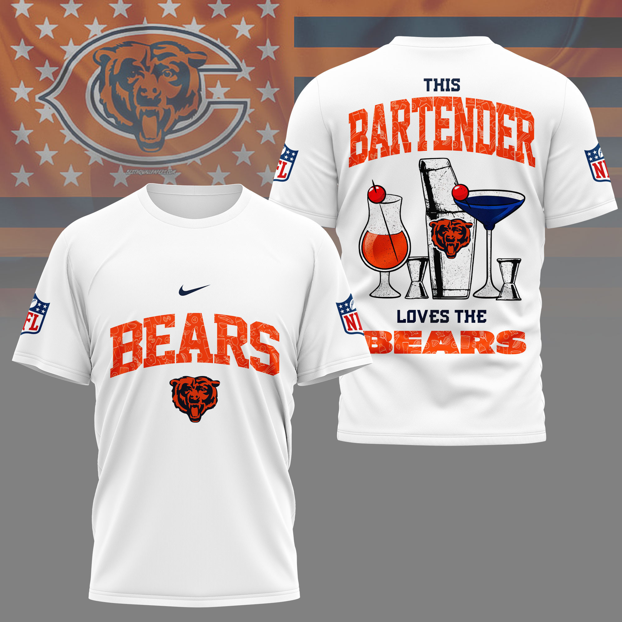 Chicago Bears | Premium NFL Bartender Fan 3D Shirt NY