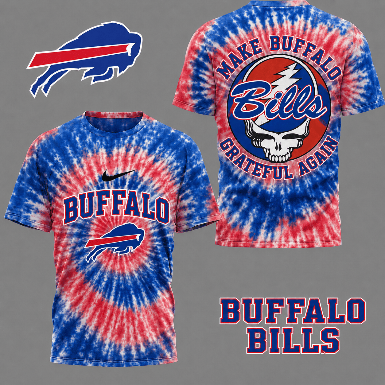 Buffalo Bills | Premium NFL Grateful Again Tie Dye 3D Shirt NY