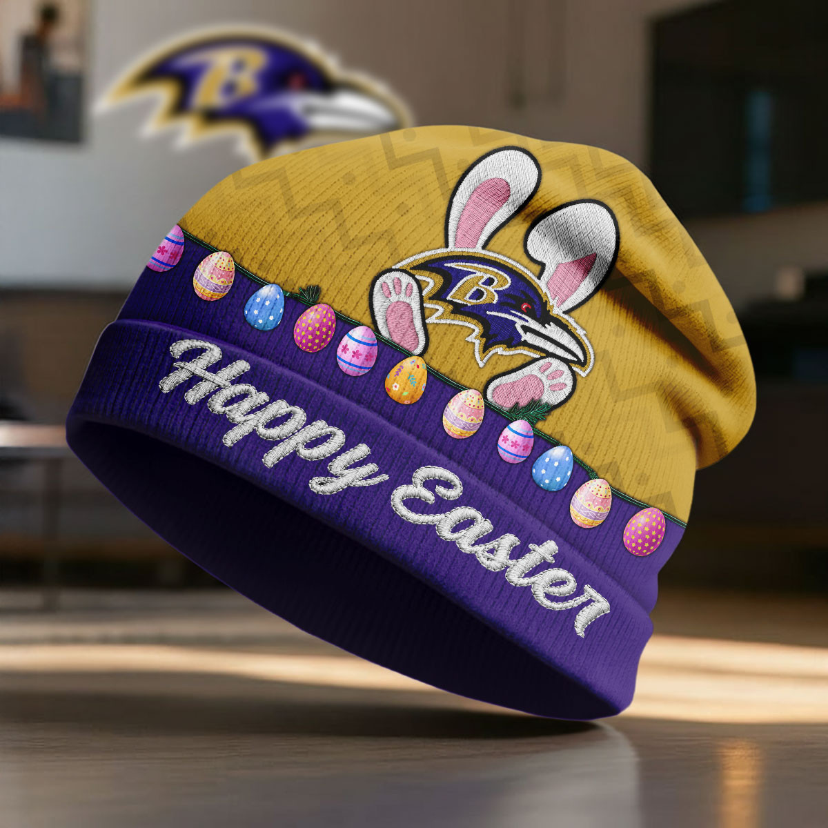 Baltimore Ravens | Premium NFL Happy Easter Beanie Hat NY