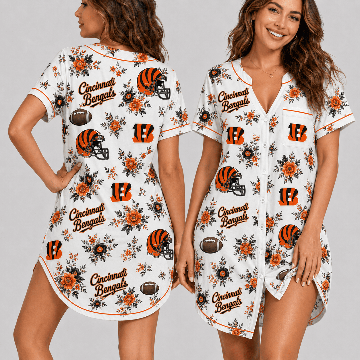 Cincinnati Bengals | Premium NFL Football Fan Favorites Women Pajamas Dress TD