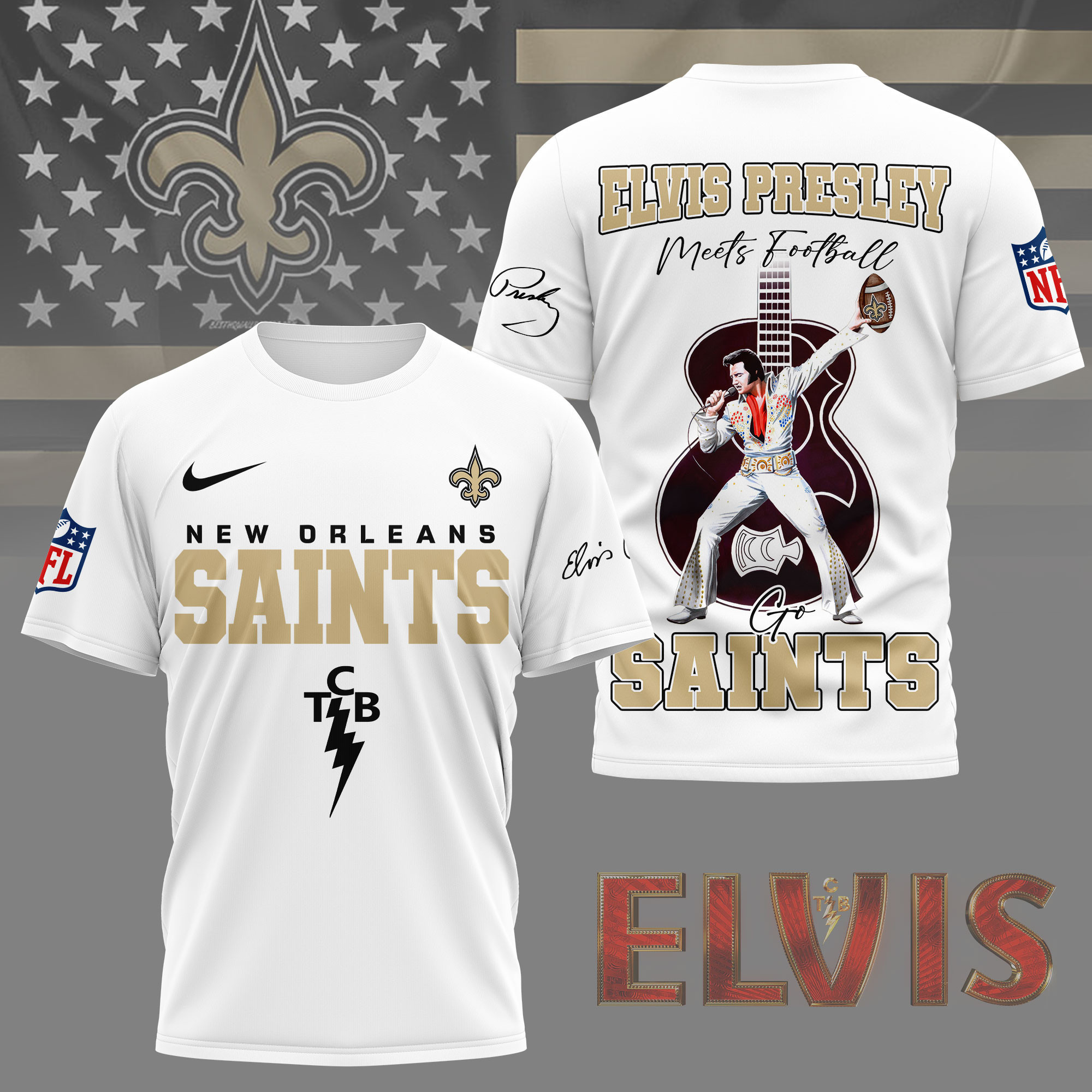 New Orleans Saints | Premium NFL Elvis Presley Fan 3D Shirt NY