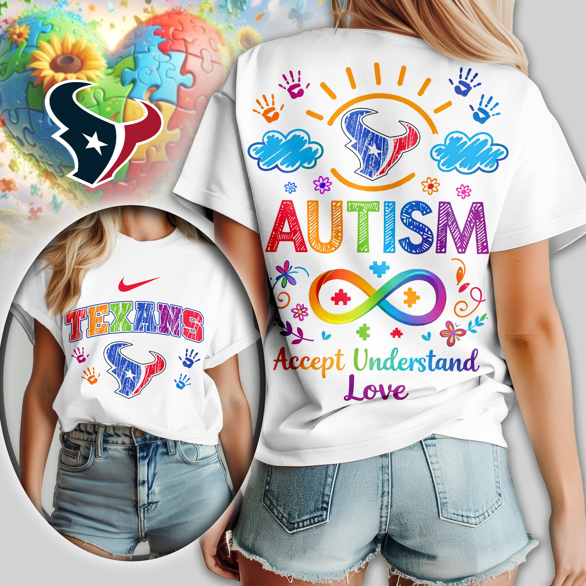 Houston Texans | Premium NFL National Autism Acceptance Month Women Shirt TD