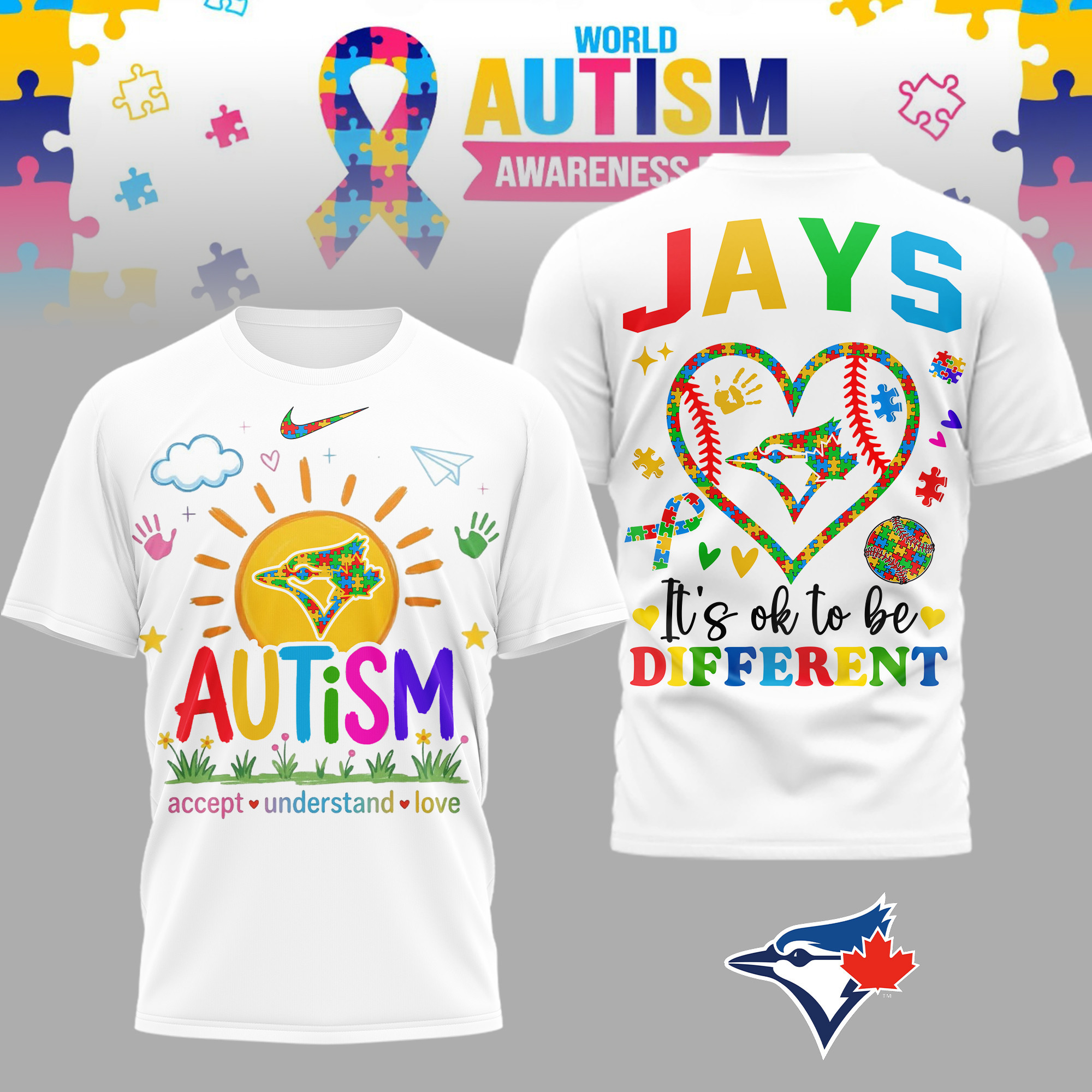 Toronto Blue Jays | Premium MLB Autism Acceptance 3D Shirt TD