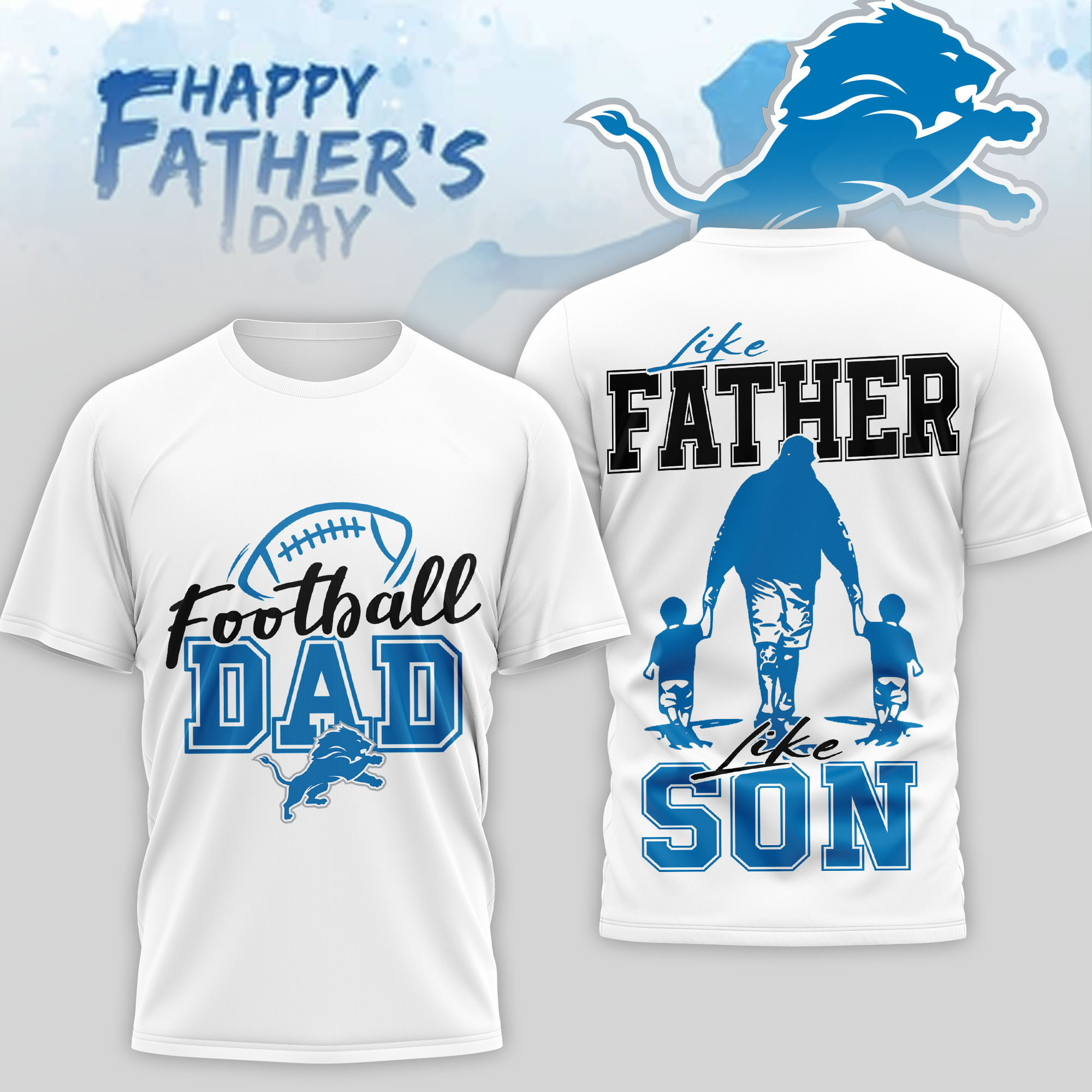 Detroit Lions | Premium NFL Happy Father Day 3D T-Shirt NP