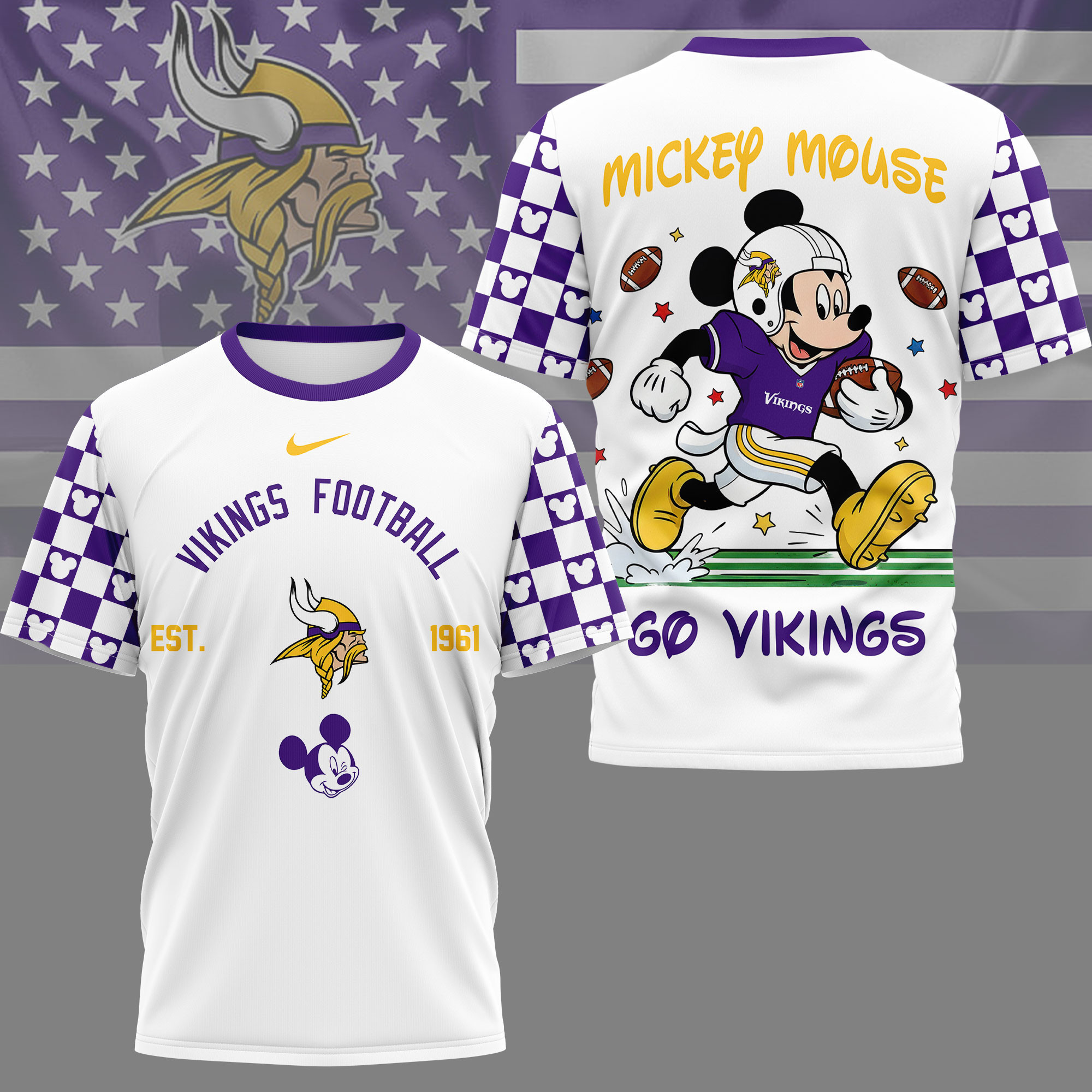 Minnesota Vikings | Premium NFL Mickey Football 3D Shirt NY