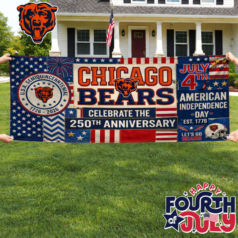 Chicago Bears | Premium NFL Patchwork America 250 Fabric Banner HY