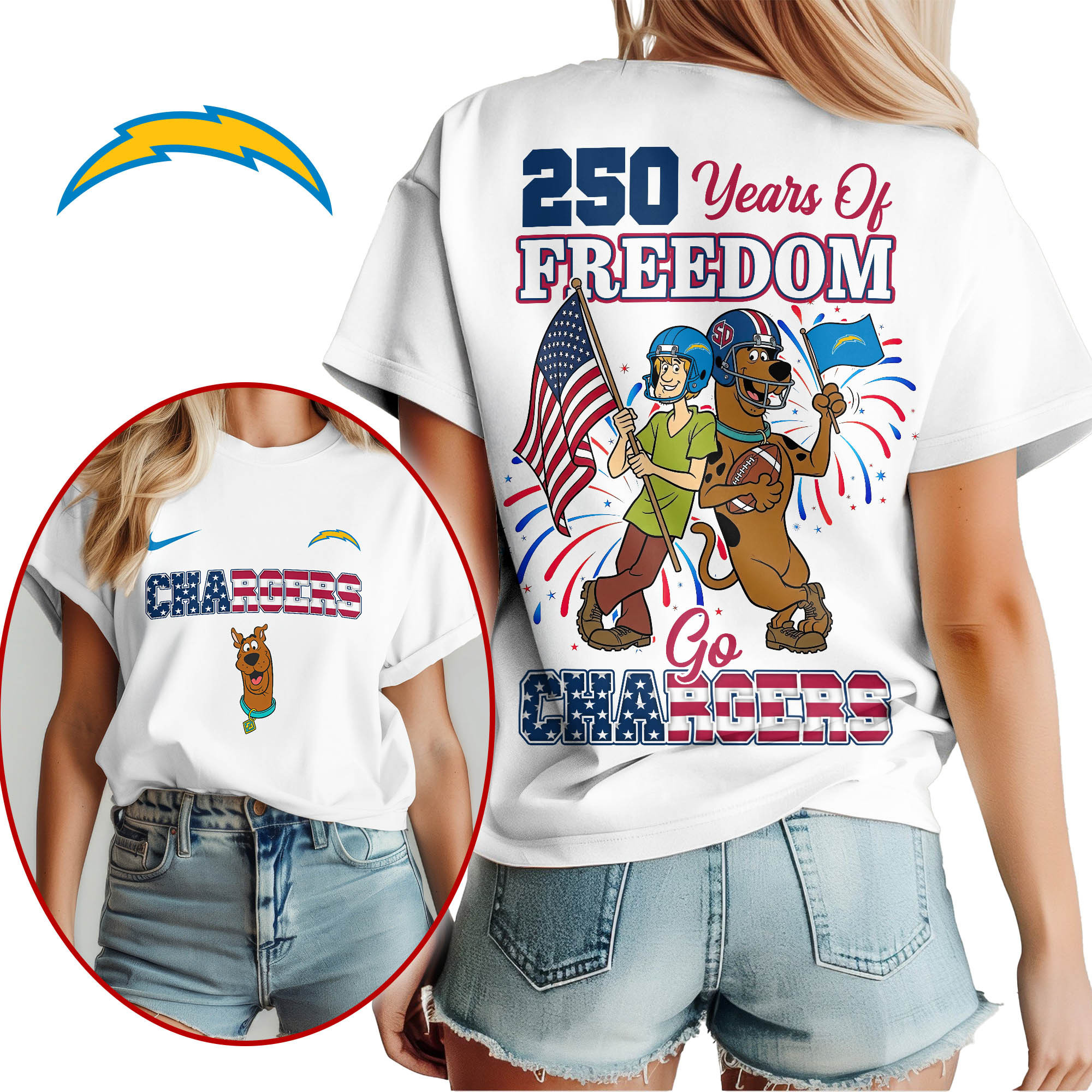 Los Angeles Chargers | Premium NFL Scooby Doo Celebrates 250th Anniversary 3D Shirt NP