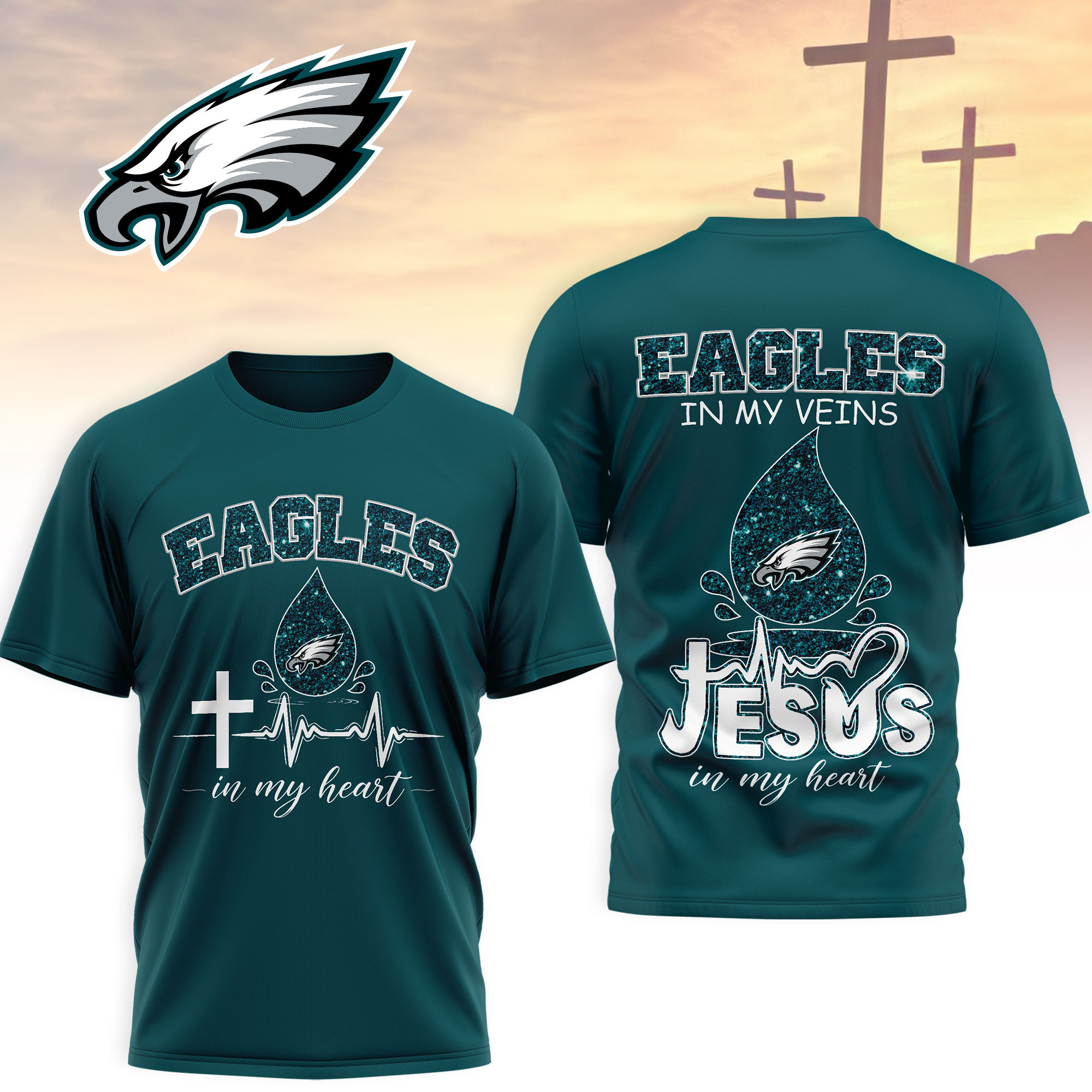 Philadelphia Eagles | Premium NFL Jesus In My Heart 3D Shirt NTH1