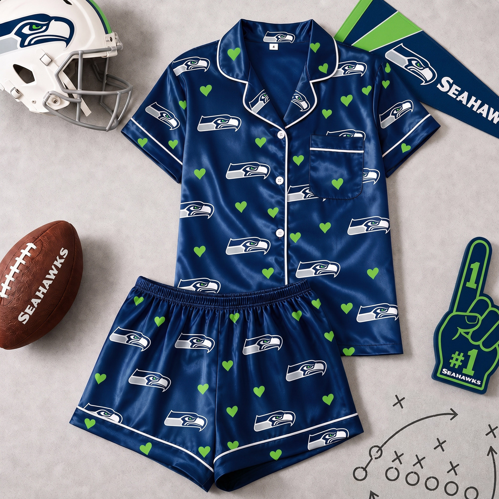 Seattle Seahawks | Premium NFL Love Satin Pajamas Set NY