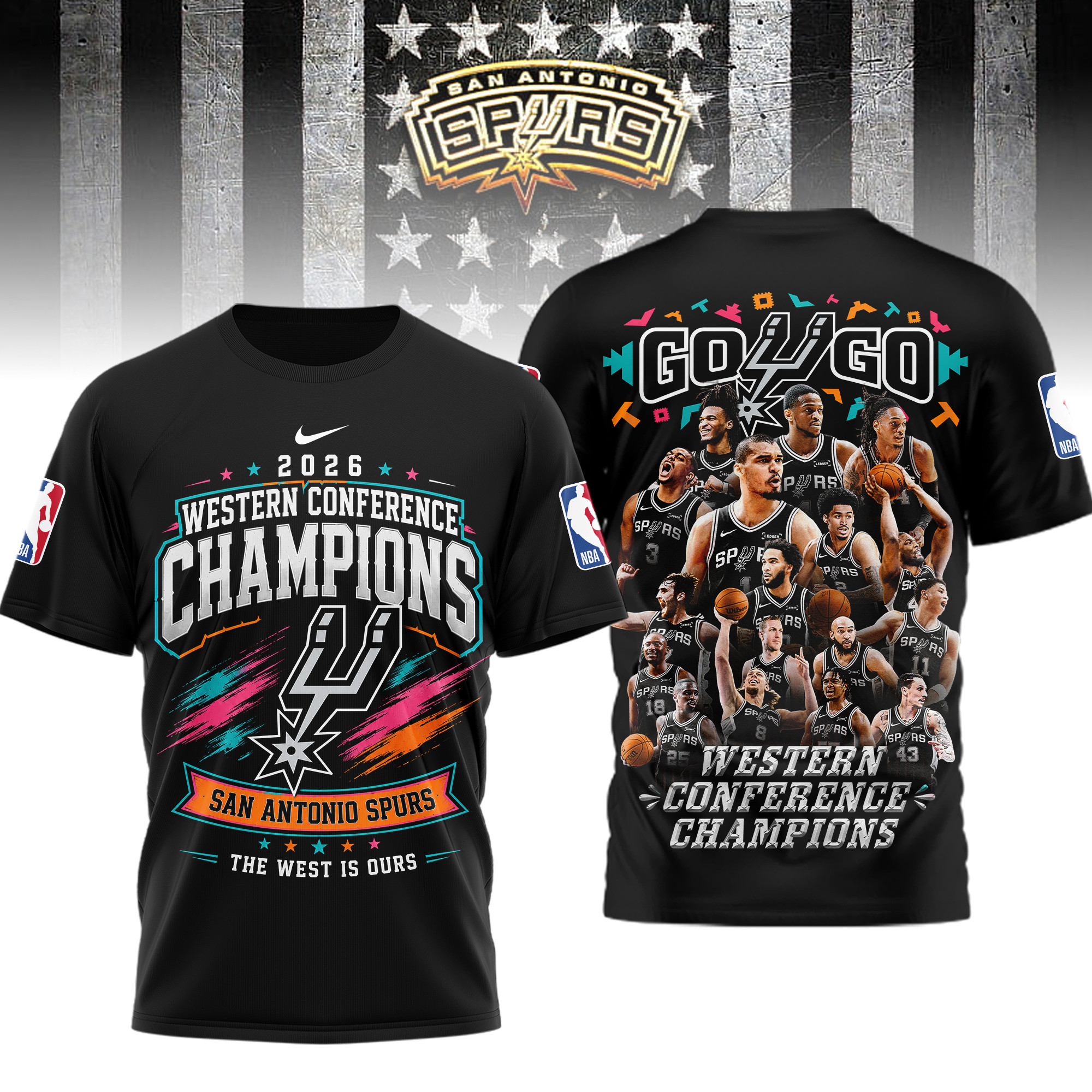 San Antonio Spurs | Premium NBA Western Conference Champions 2026 3D Shirt TD