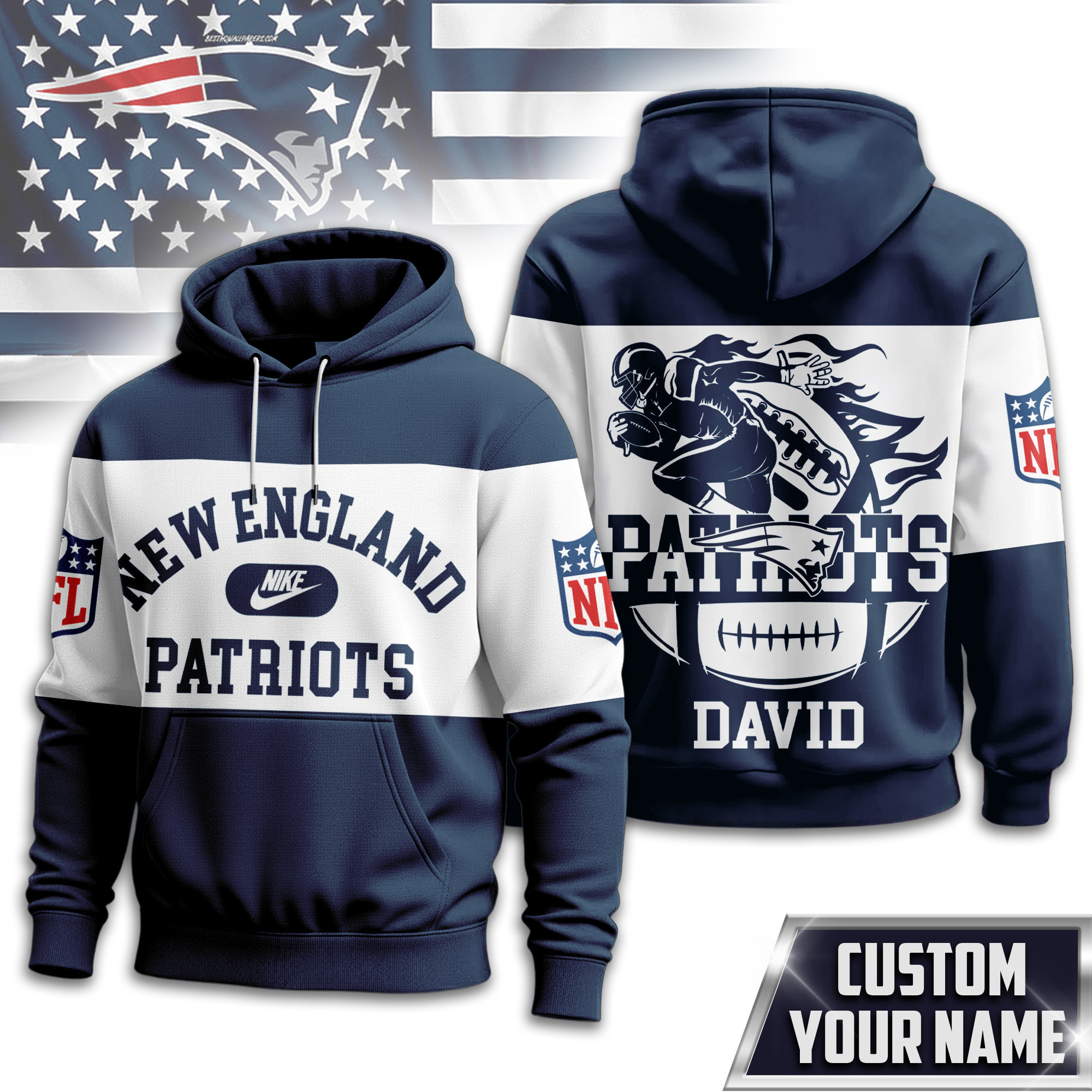 New England Patriots | Premium NFL Touchdown Spirit Personalized Hoodie TD